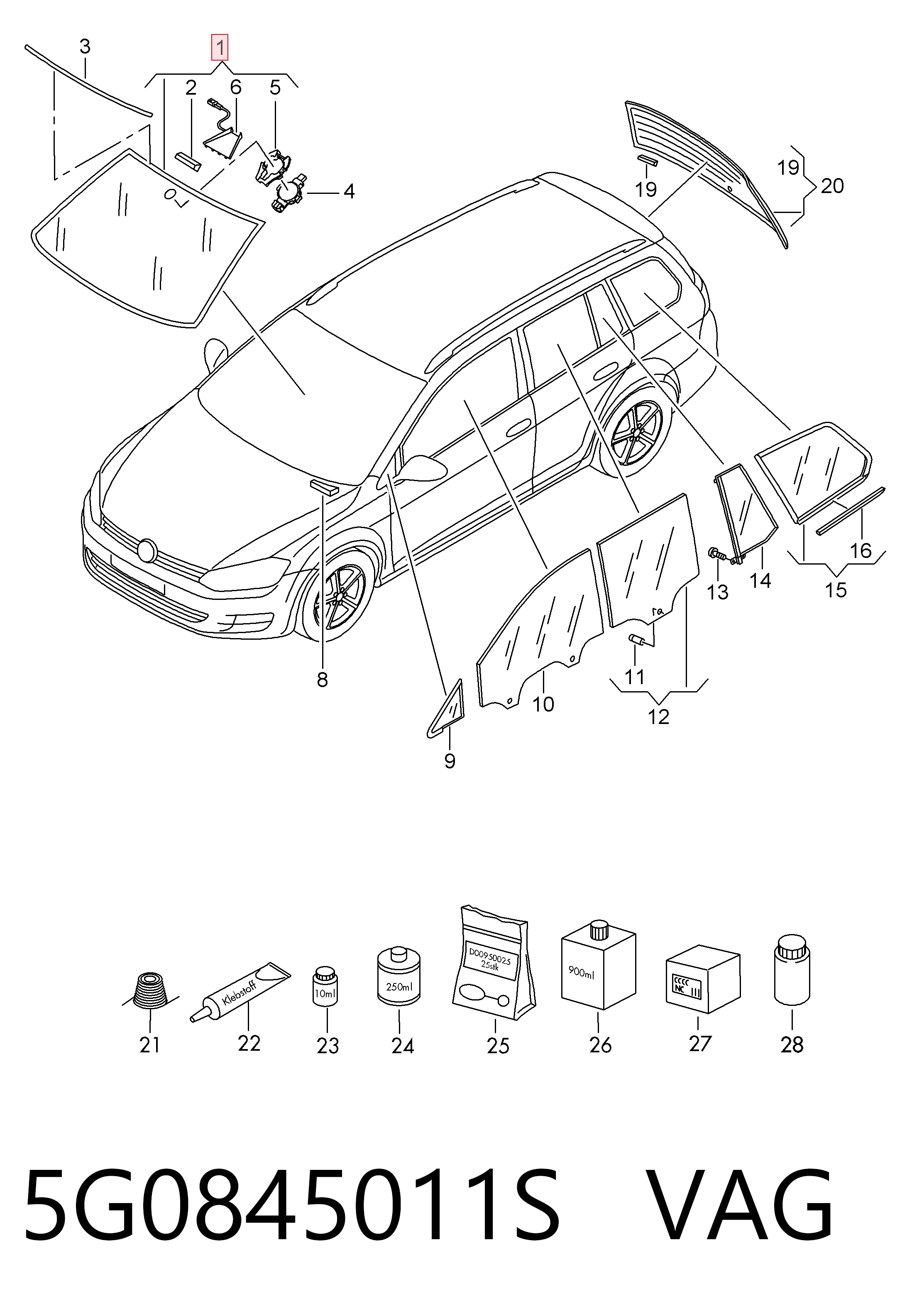 5G0845011S VAG Parabrisas delantero 