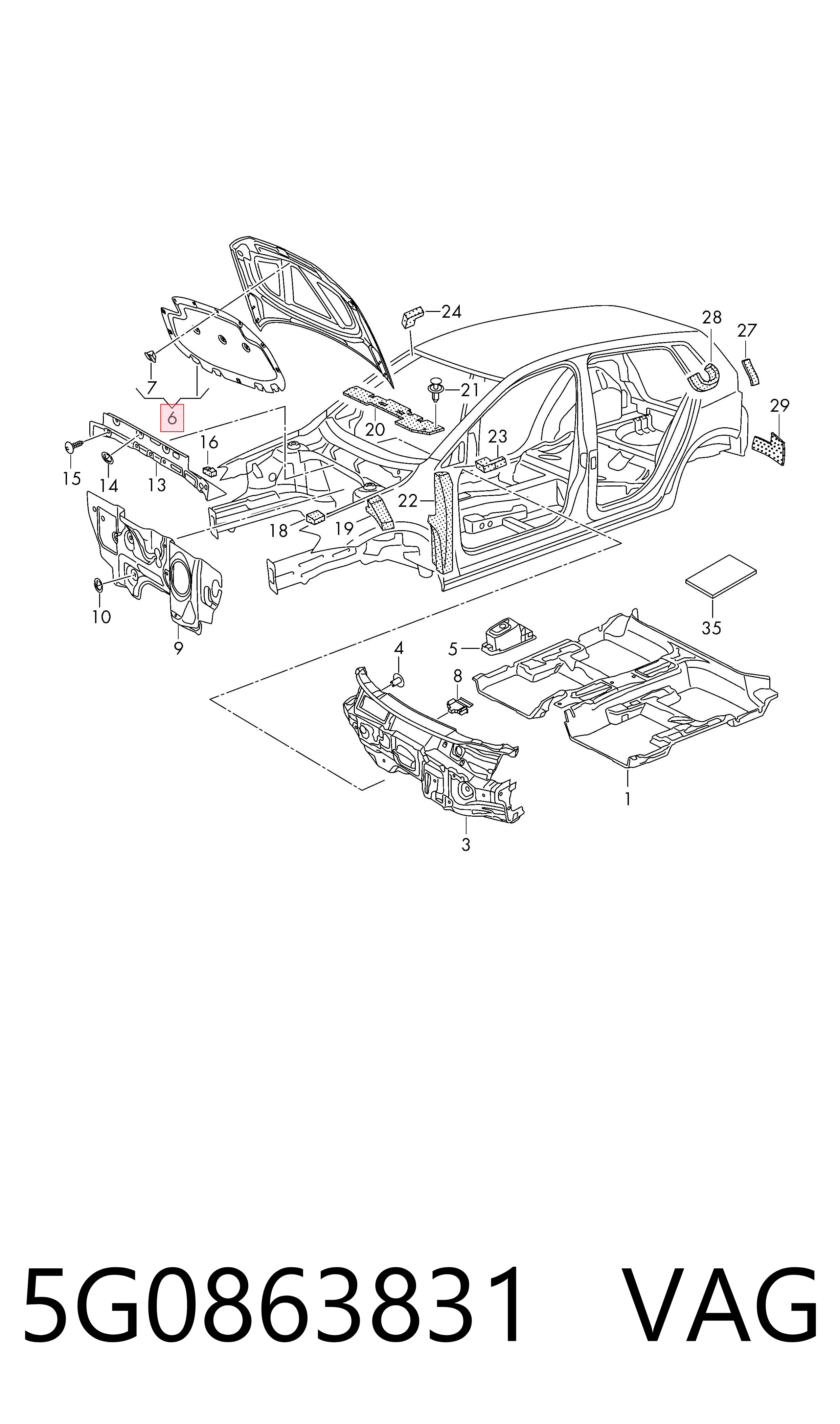 Insonorizante de motor VAG 5G0863831 precio, desde 50,84 EUR