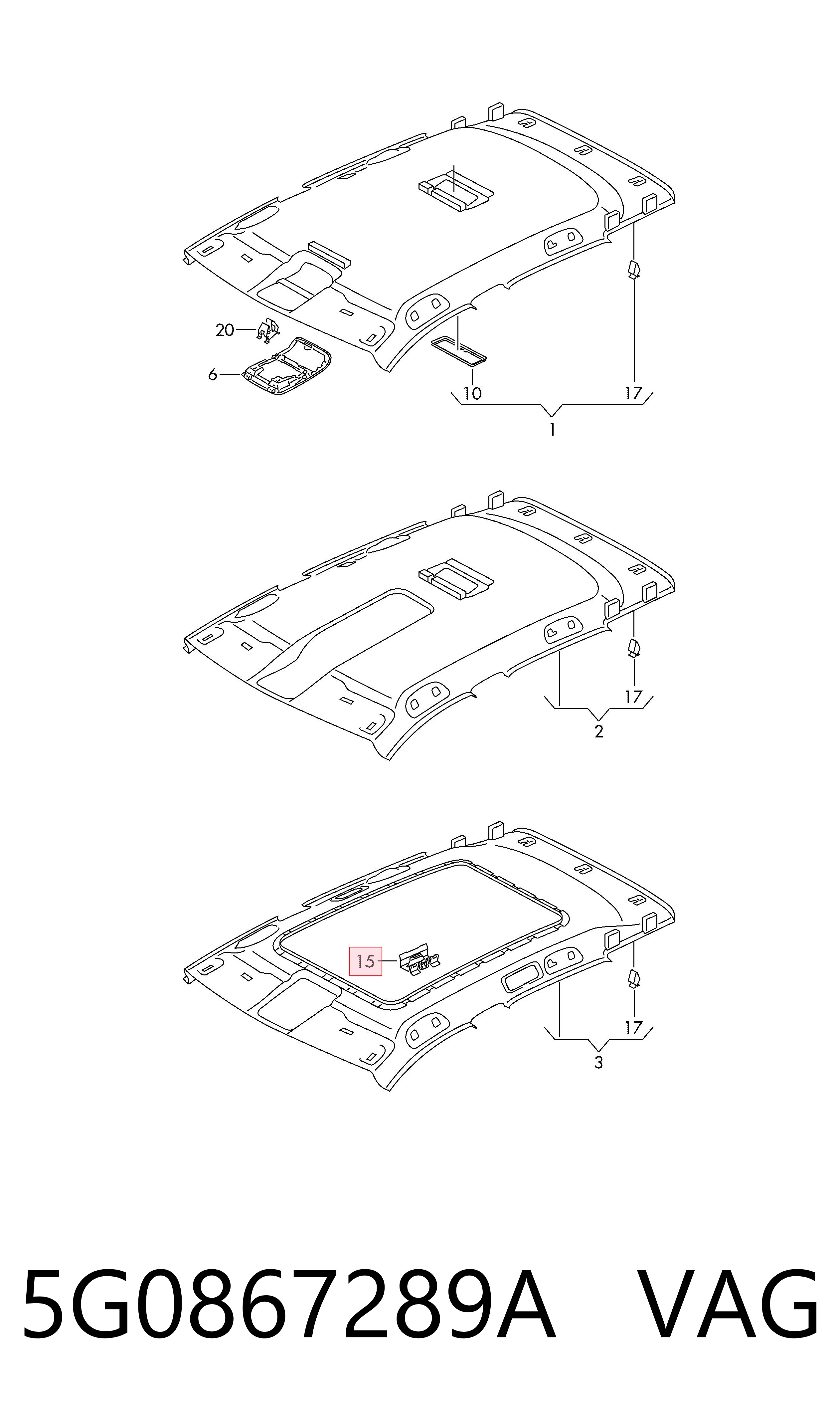 5G0867289A VAG Clip de tapicería de la tapa del maletero