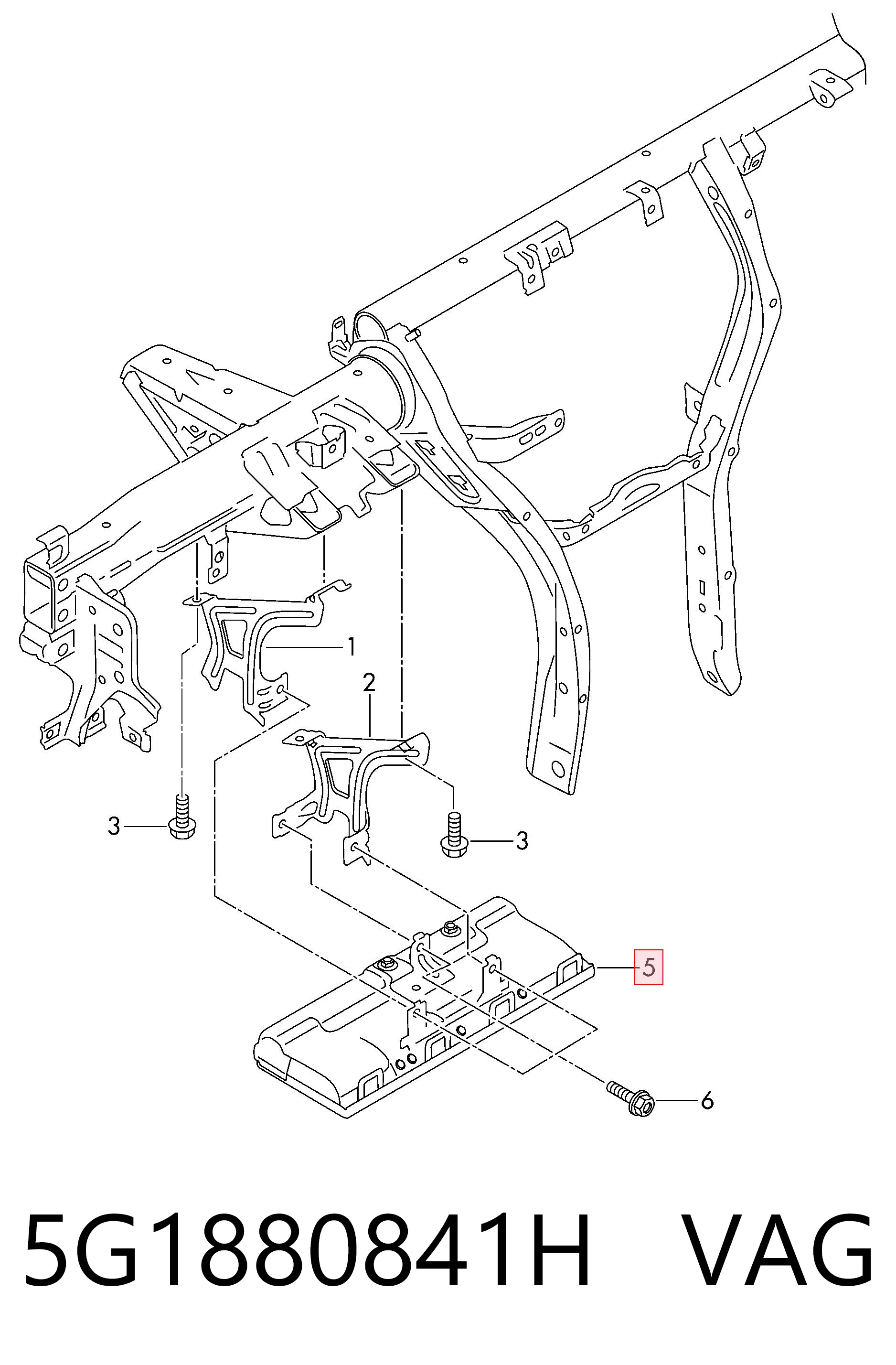5G1880841H VAG Airbag de rodilla del conductor