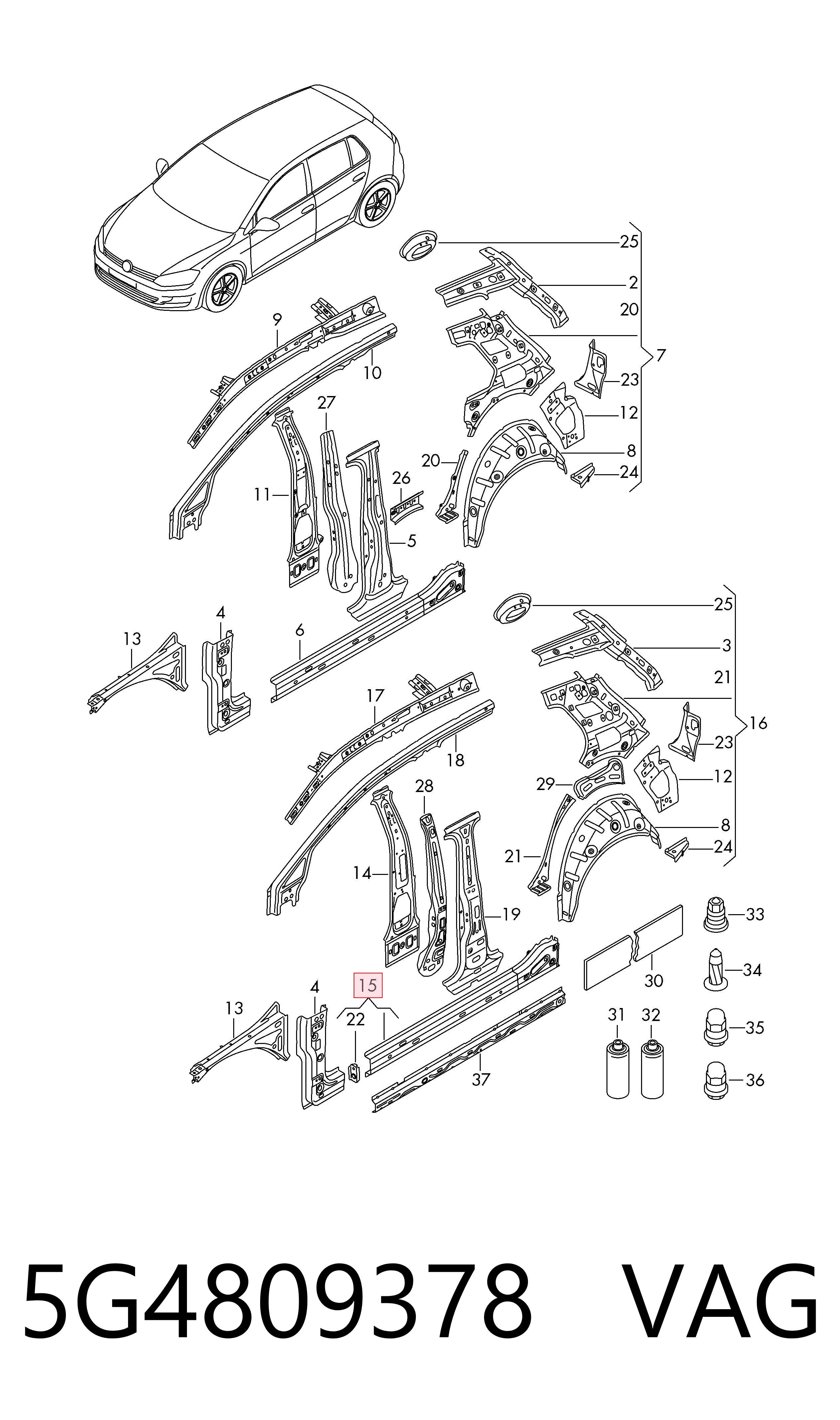 Comprar Umbral exterior derecho Volkswagen Golf VII BA5, BV5 a bajo precio