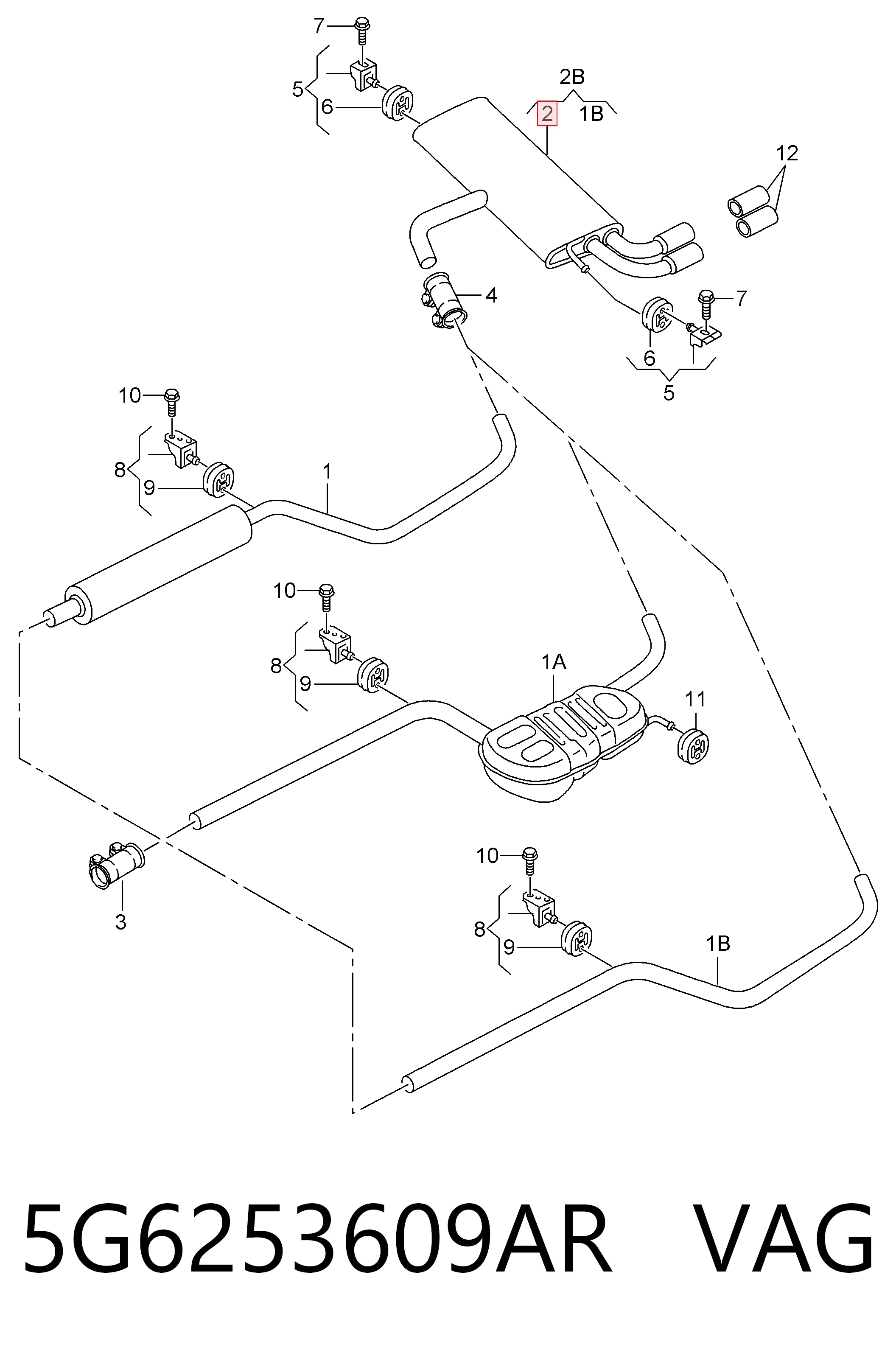 Silenciador trasero para Volkswagen Golf BA5, BV5
