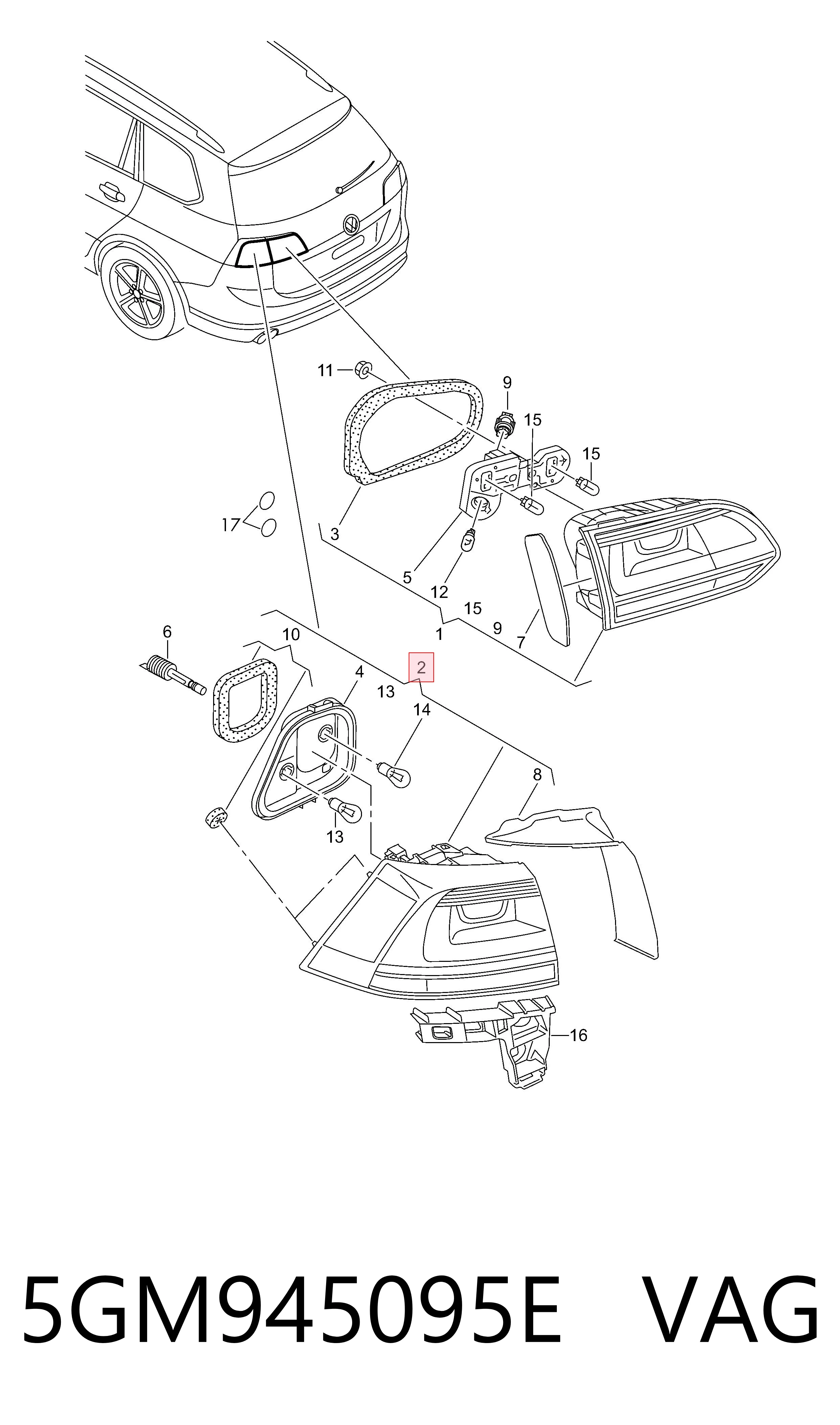 5GM945095E VAG Piloto trasero exterior izquierdo