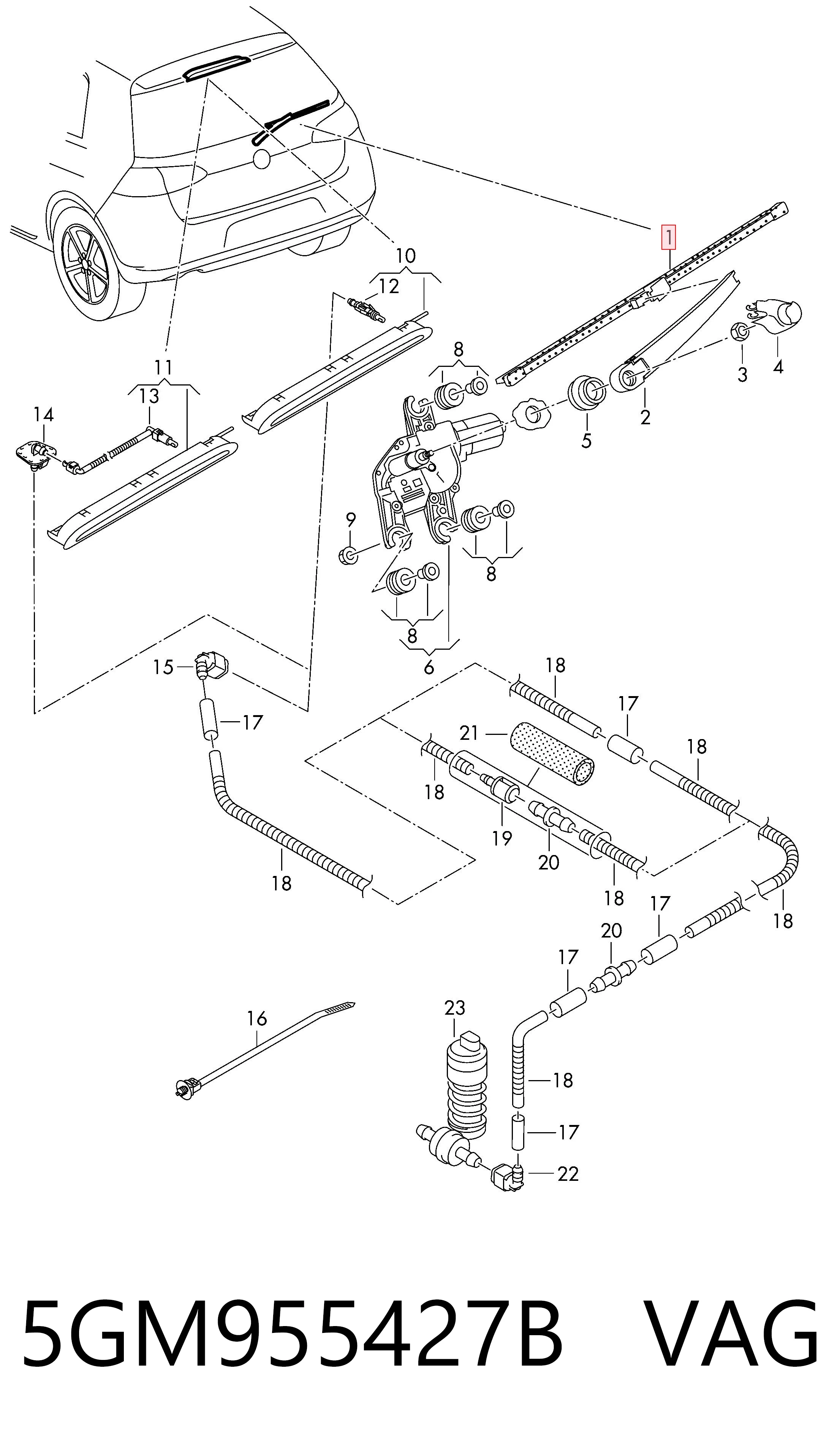 5GM955427B VAG Limpiaparabrisas trasero