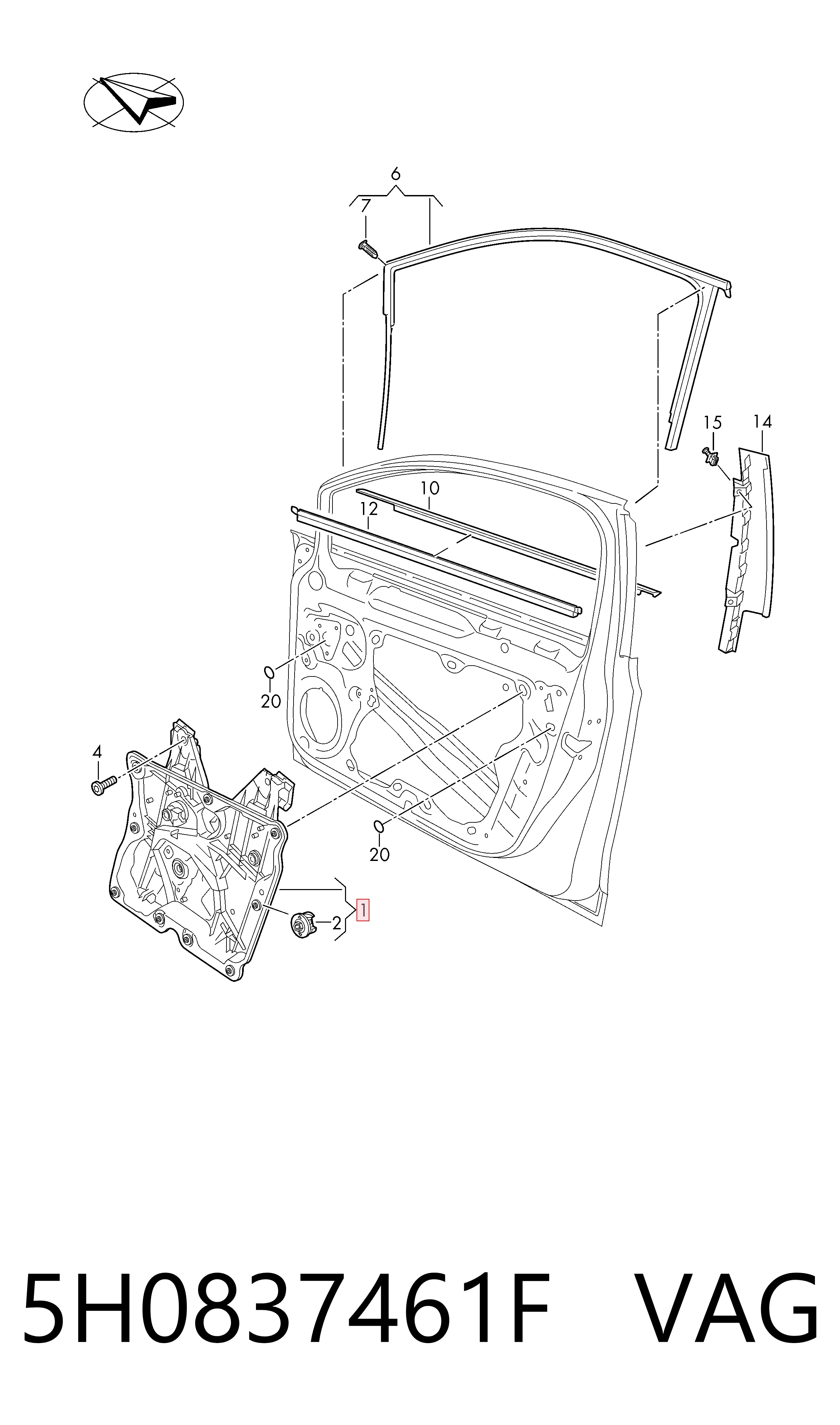 Mecanismo de elevalunas Volkswagen Golf VIII