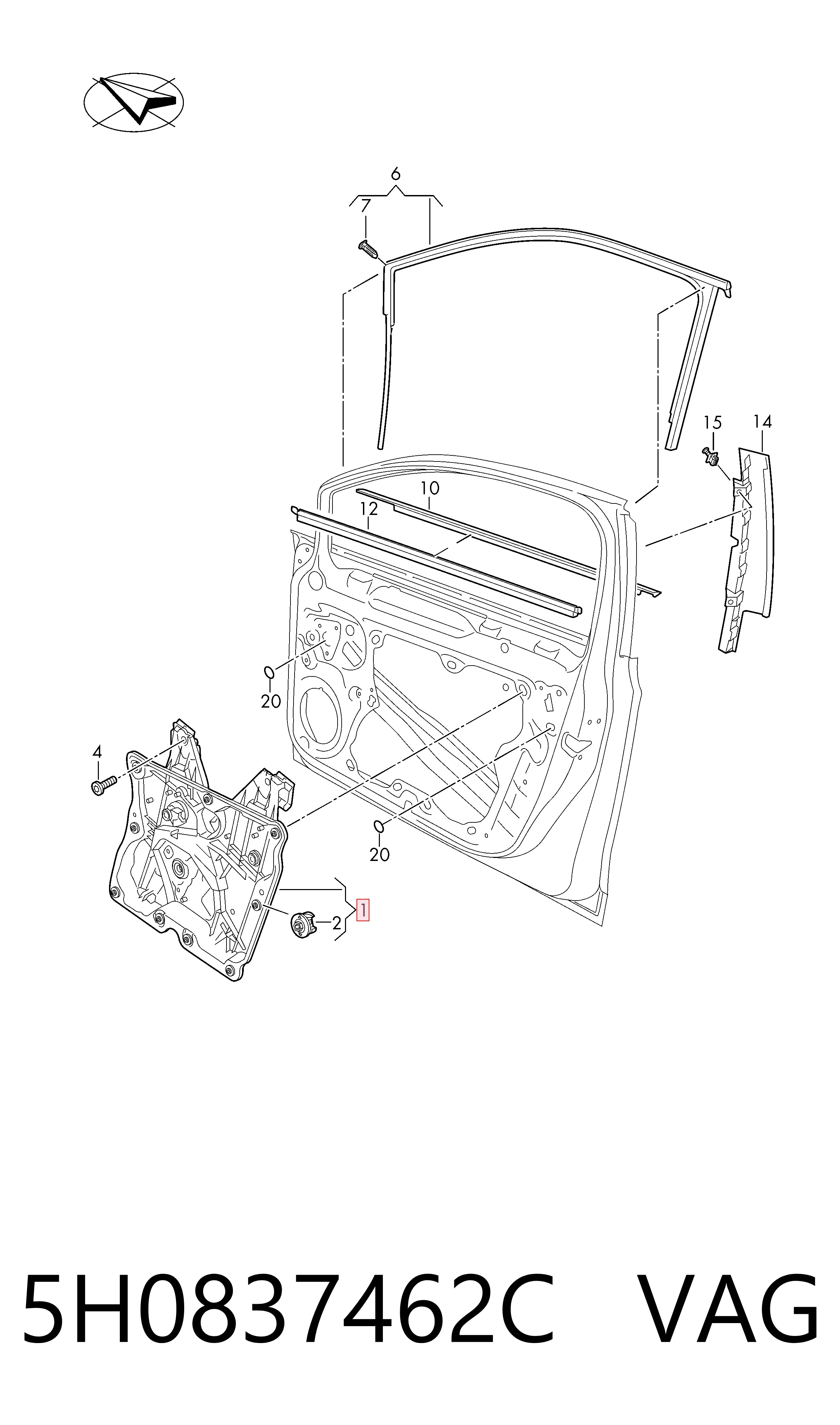 Comprar Mecanismo de elevalunas de la puerta delantera derecha Volkswagen Golf VIII CD1, DA1 a bajo precio