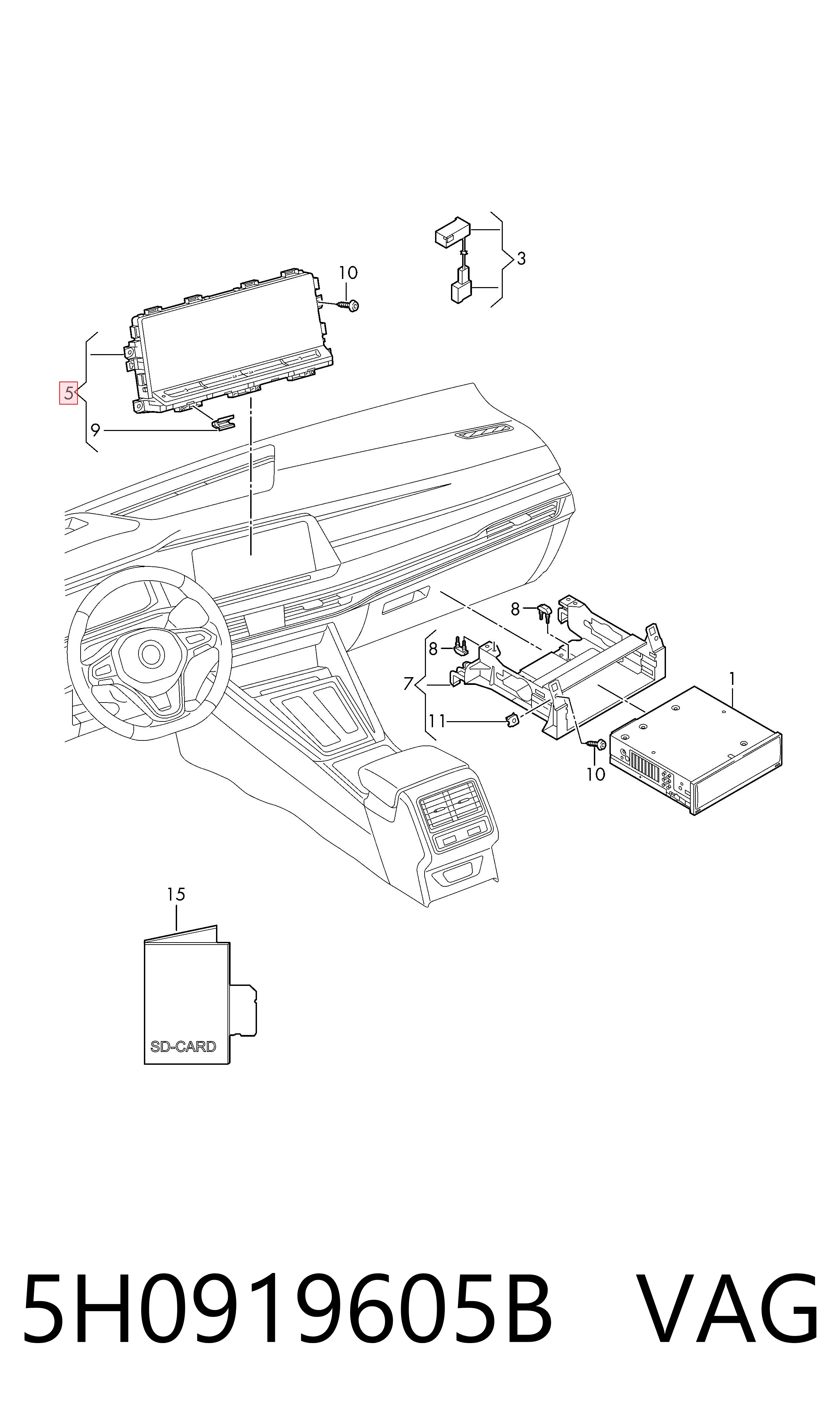 Pantalla 5H0919605B VAG