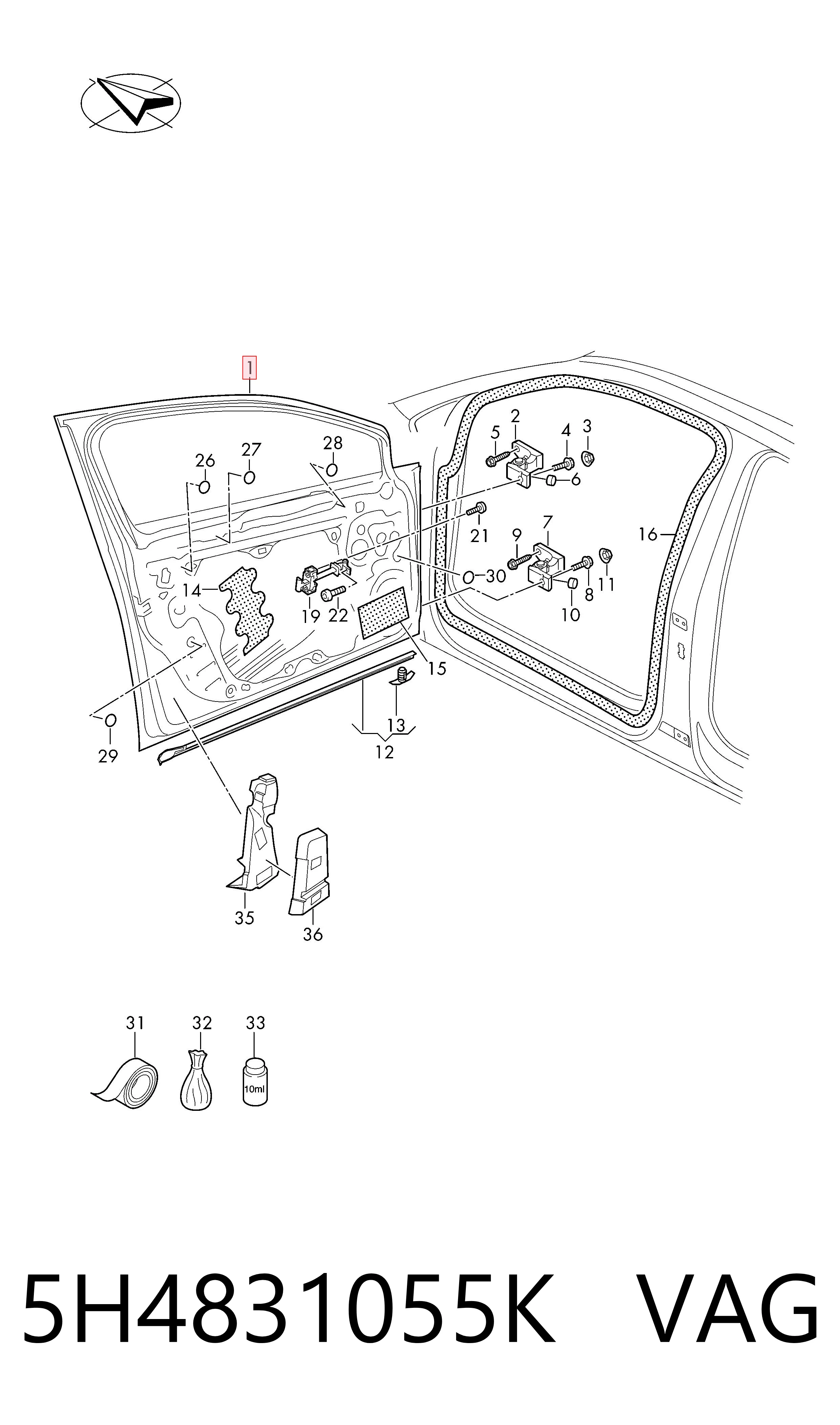 Puerta delantera para Volkswagen Golf VIII CD1, DA1