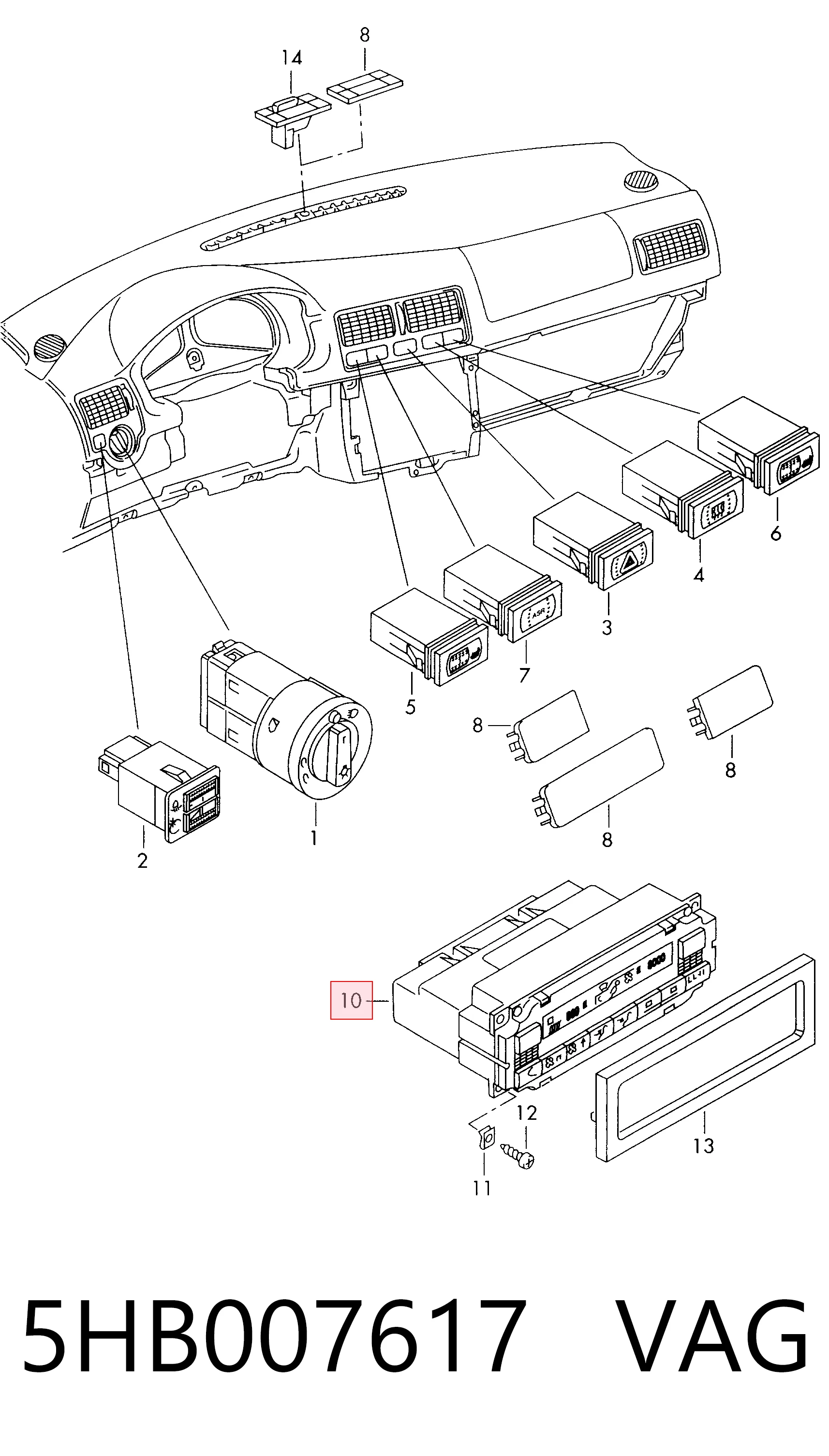 Unidad de control de la ventilación para Volkswagen Golf V 1K1