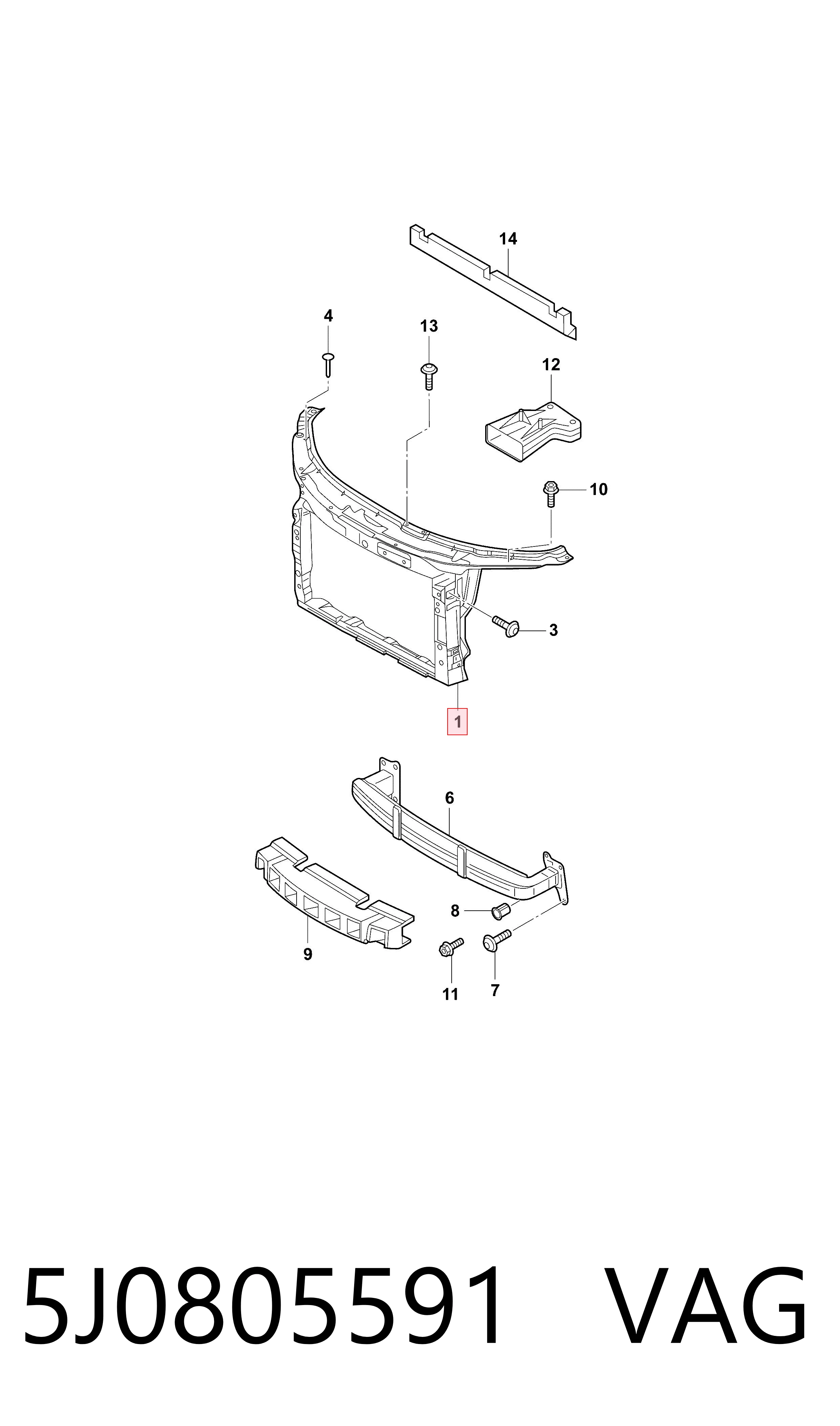  Soporte de radiador Skoda Fabia 2