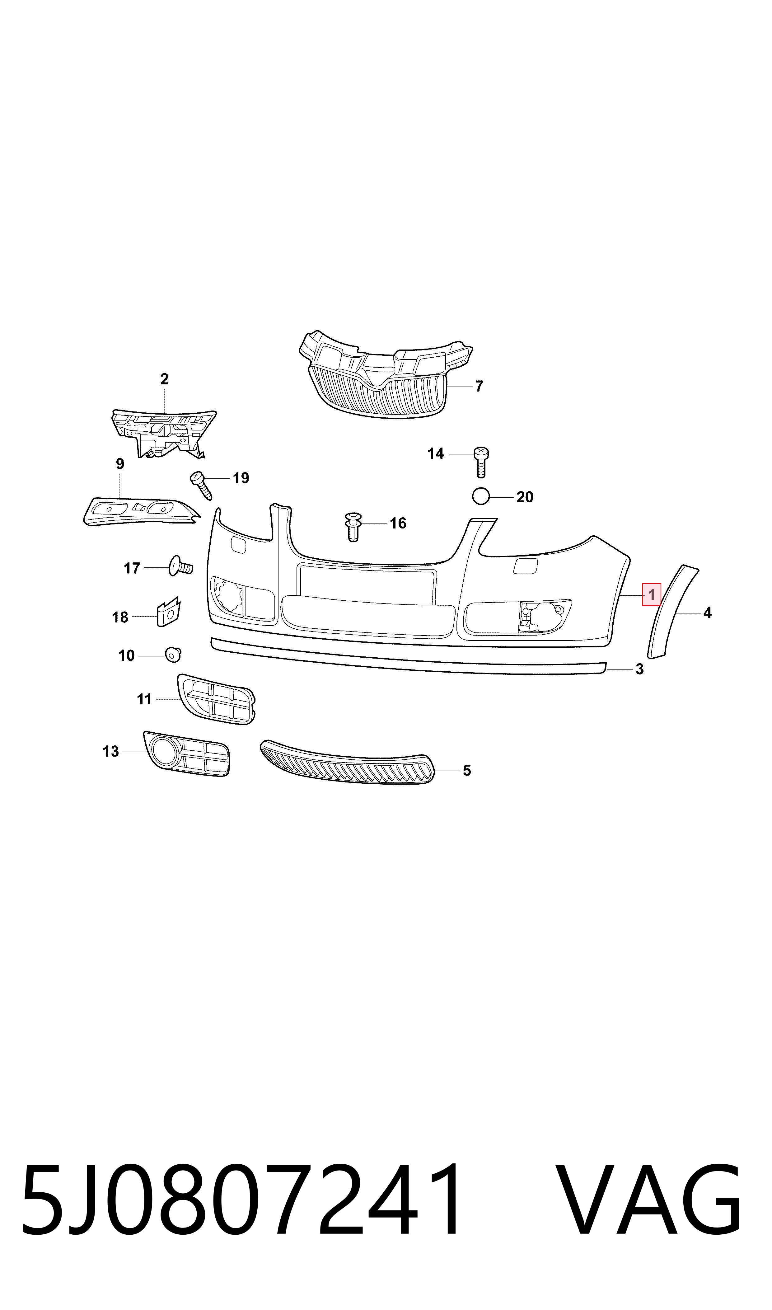  Tapa del enganche de remolcado delantera Skoda Fabia 2