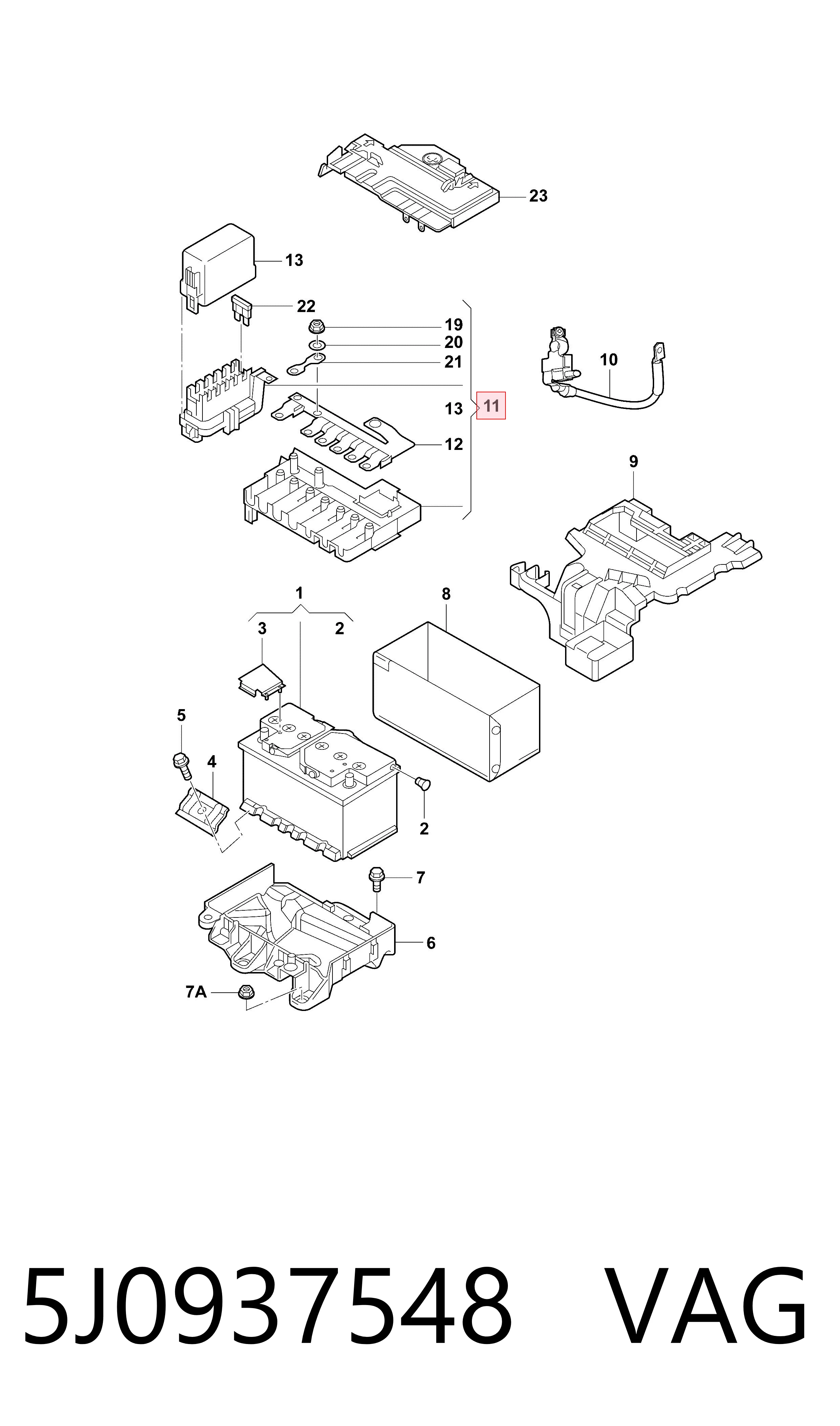 5J0937548 VAG Caja de relés y fusibles