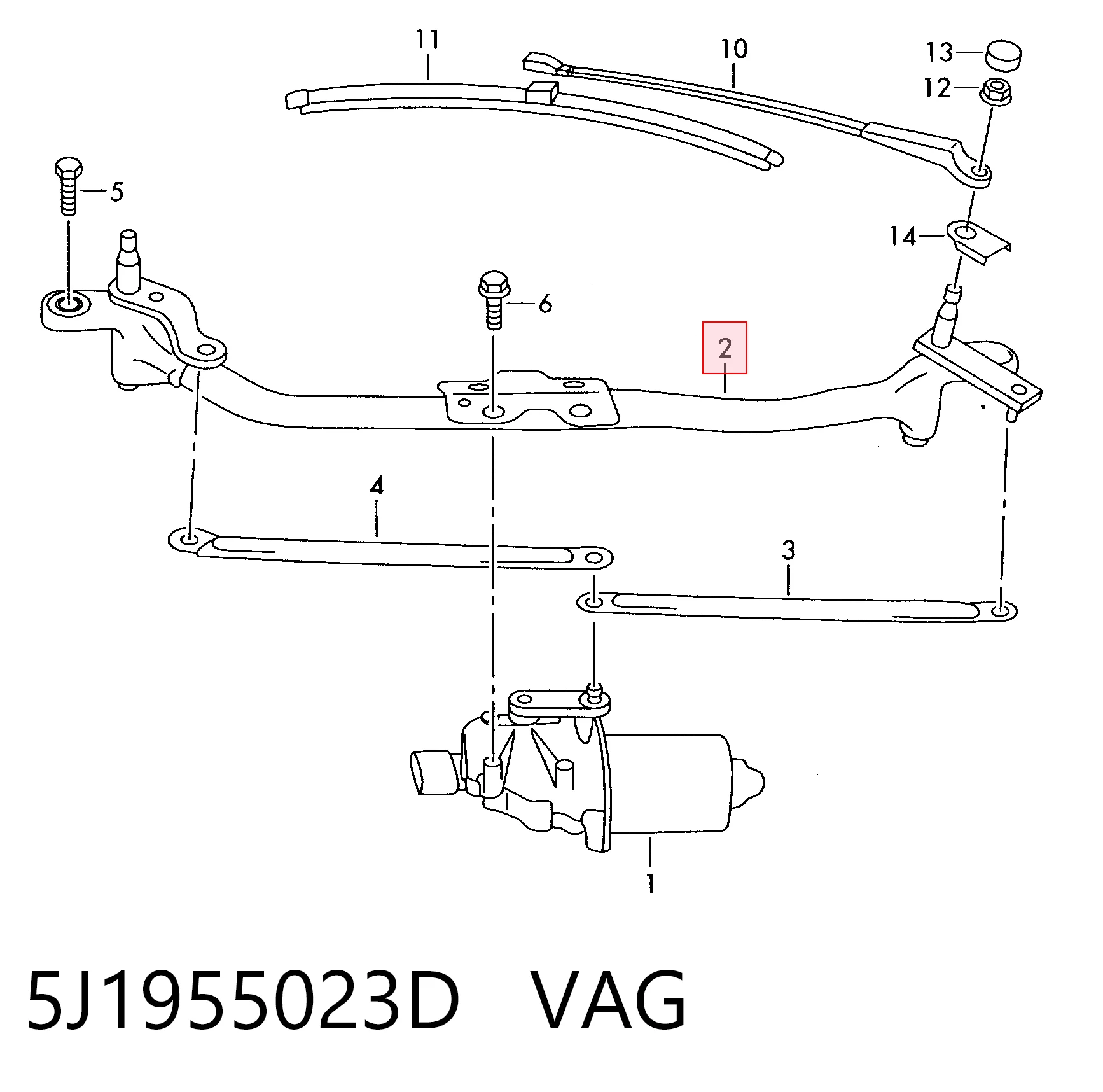 5J1955023D VAG Varillaje de limpiaparabrisas