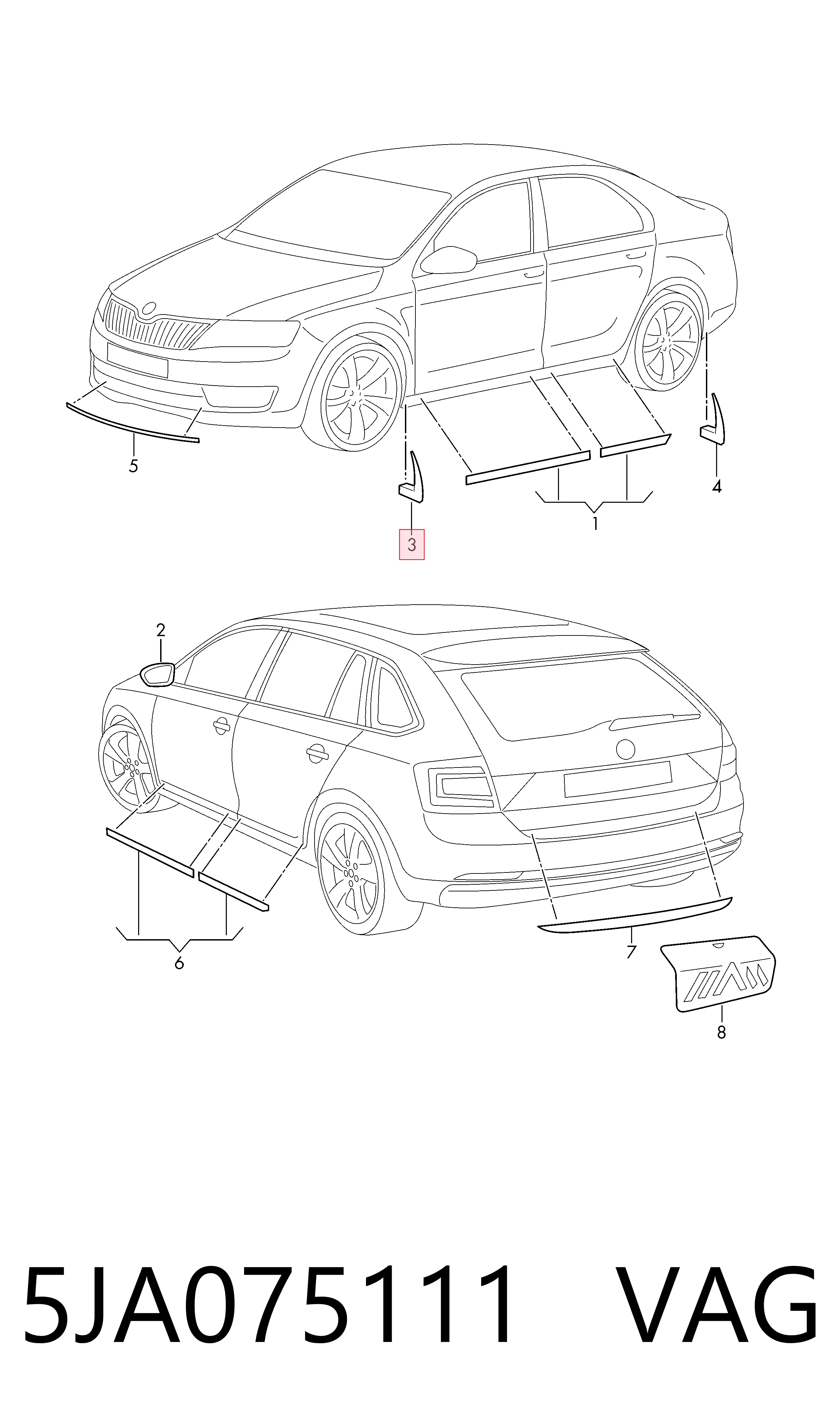 Juego de faldillas delanteras Skoda Rapid hatchback (NH3, NK3, NK6) (2012 - 2022) precio, desde 25,42 EUR