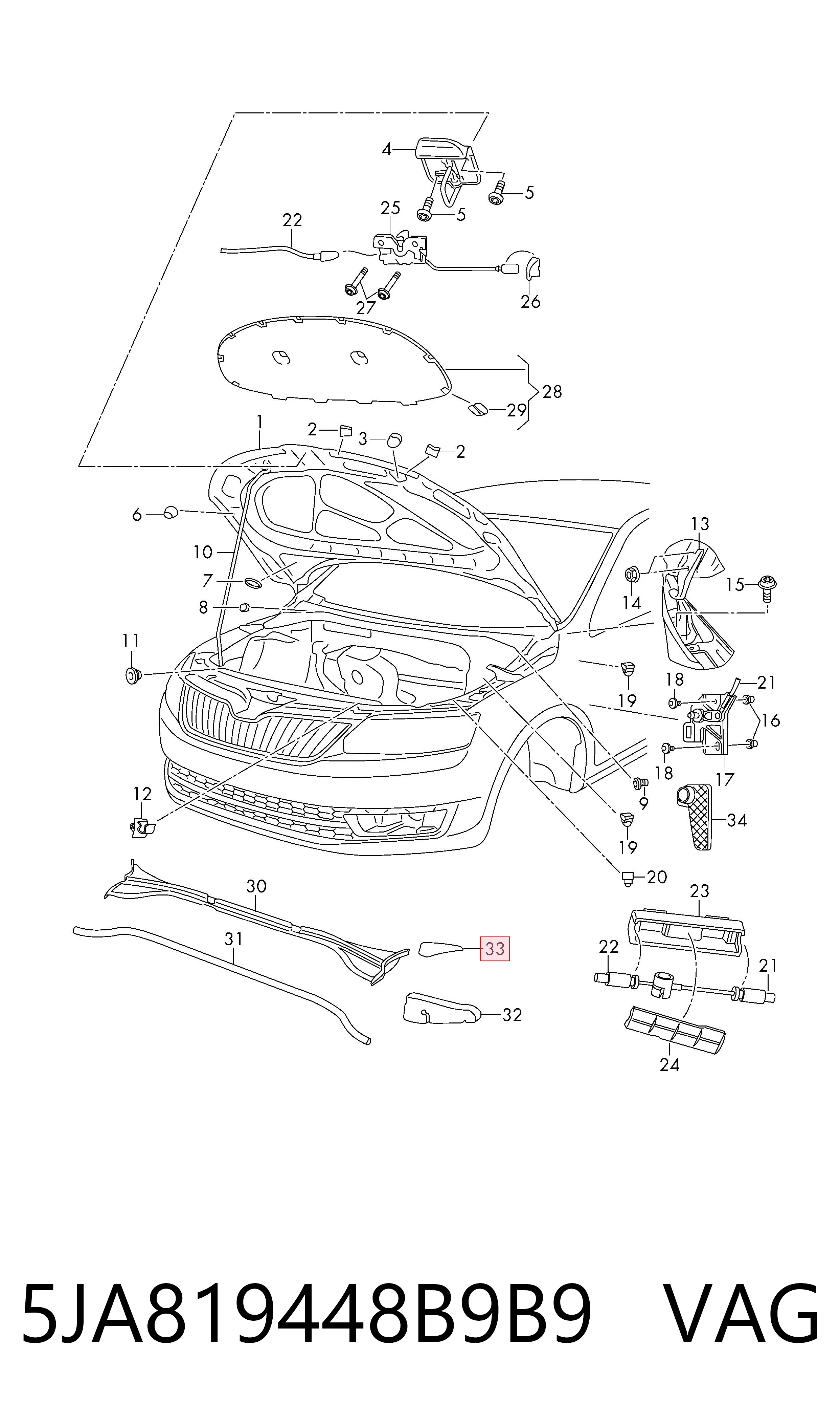 Comprar 5JA819448B9B9 VAG Cubierta del motor