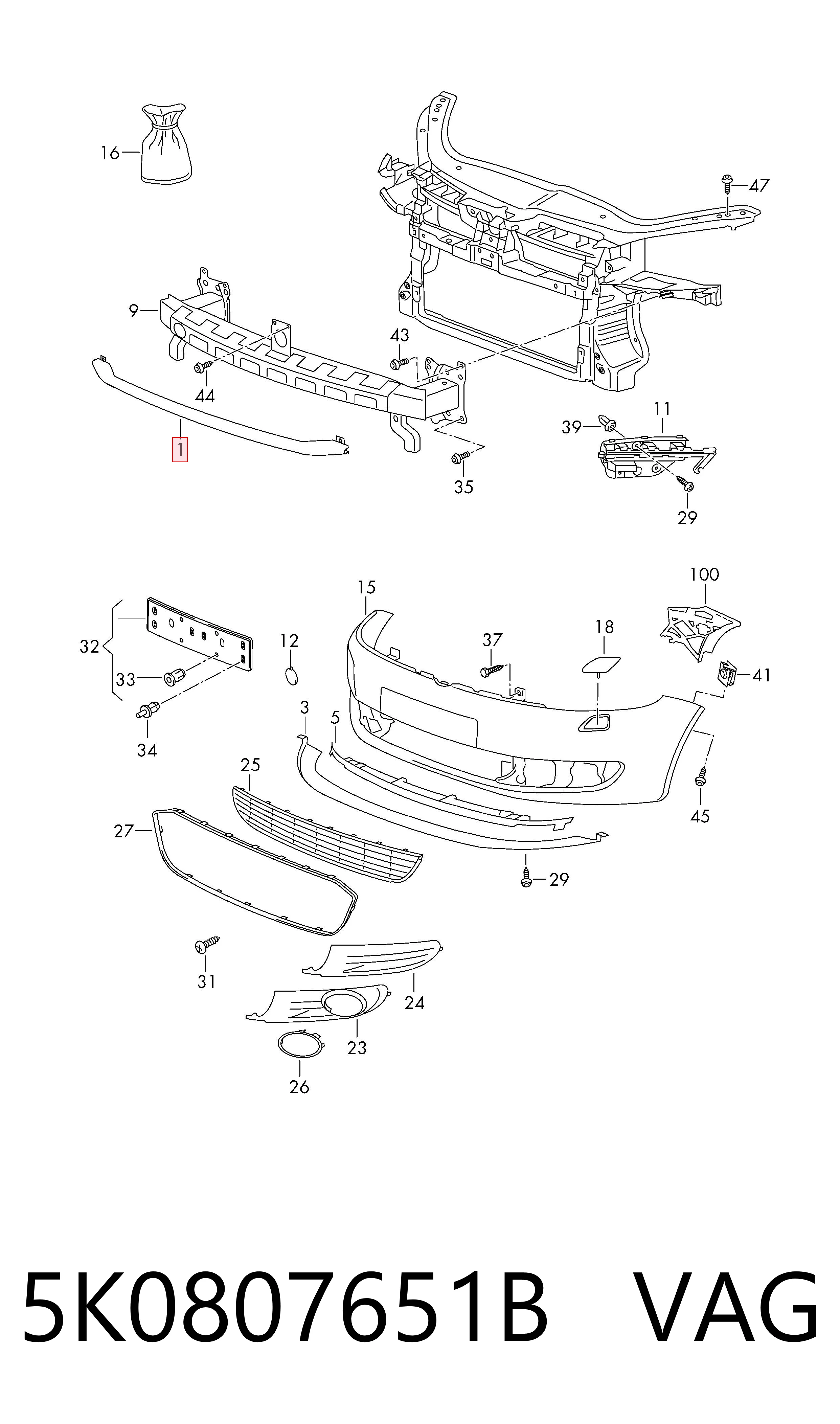 Comprar Refuerzo de parachoques delantero Volkswagen Golf VI 521 a bajo precio