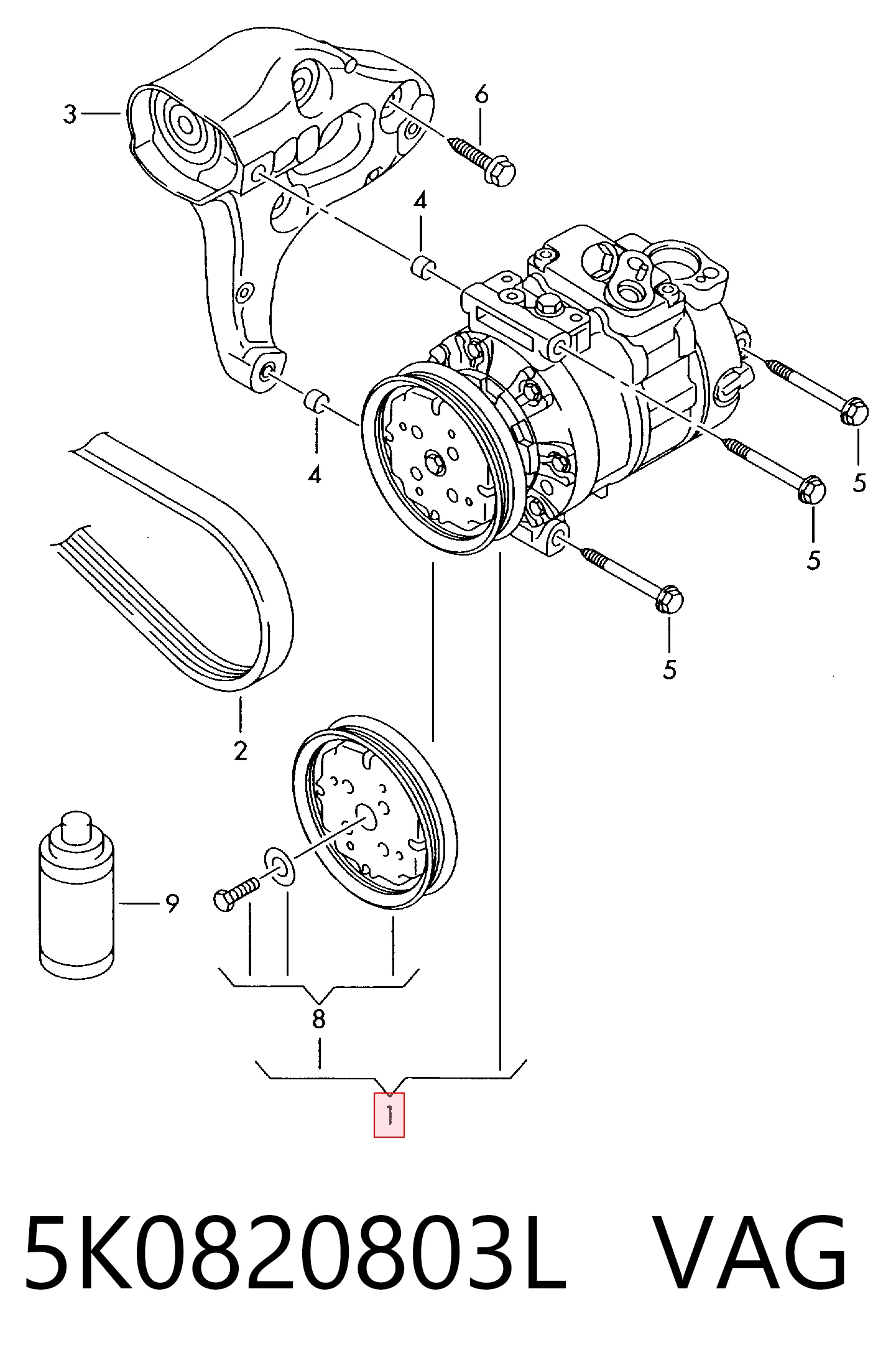 5K0820803L VAG Compresor climatizador