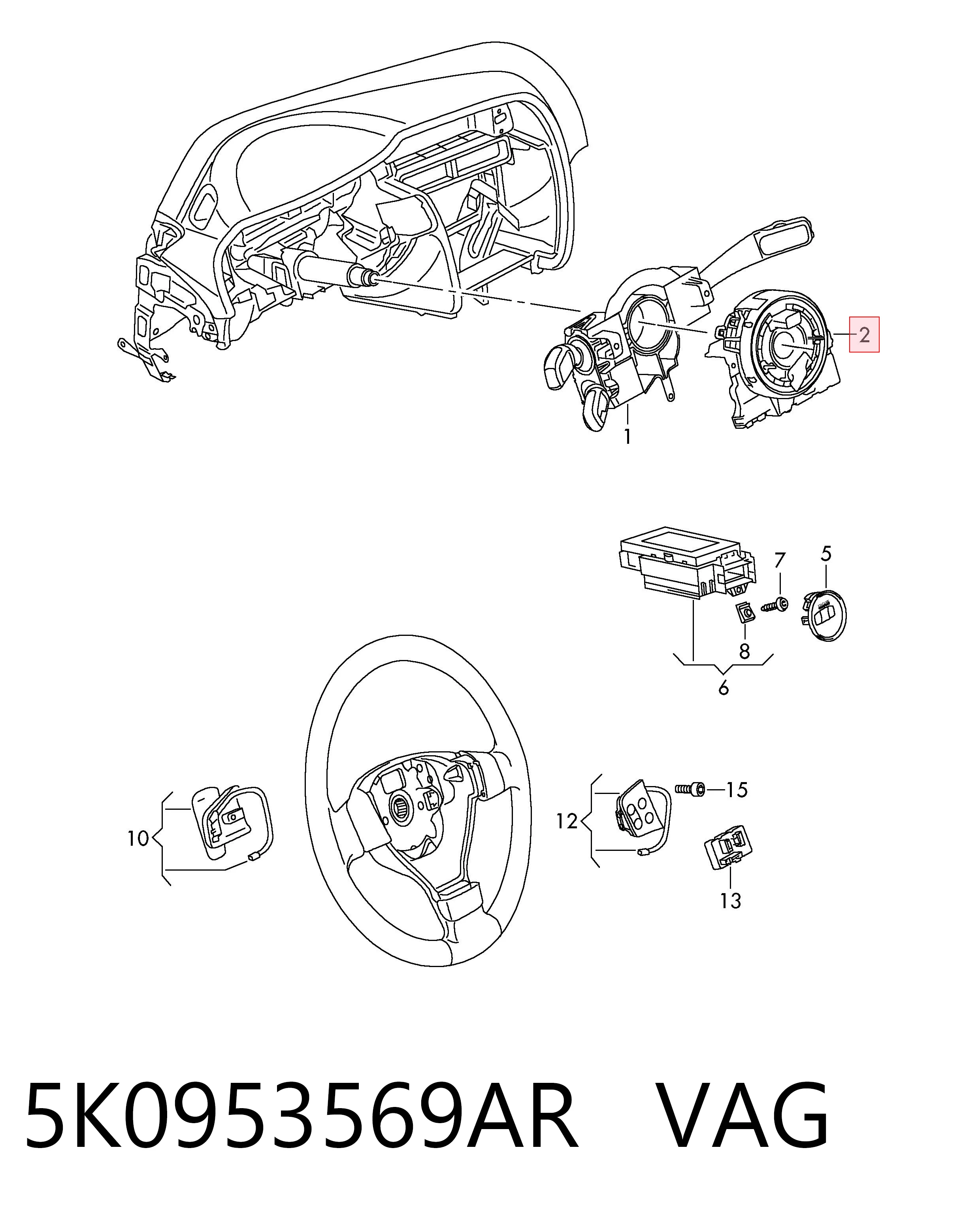 5K0953569AR VAG Anillo de AIRBAG 