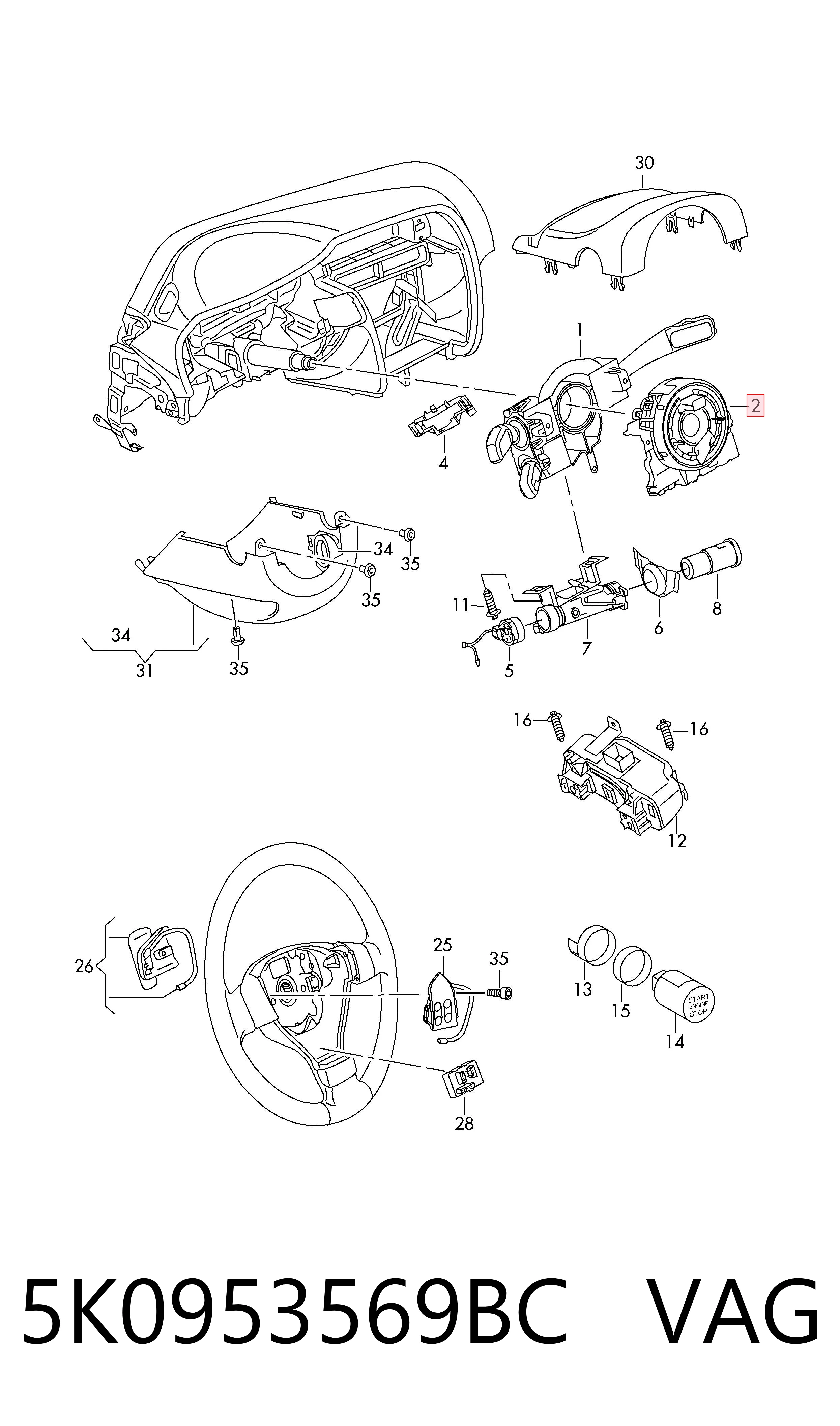 5K0953569BC VAG Anillo de AIRBAG 