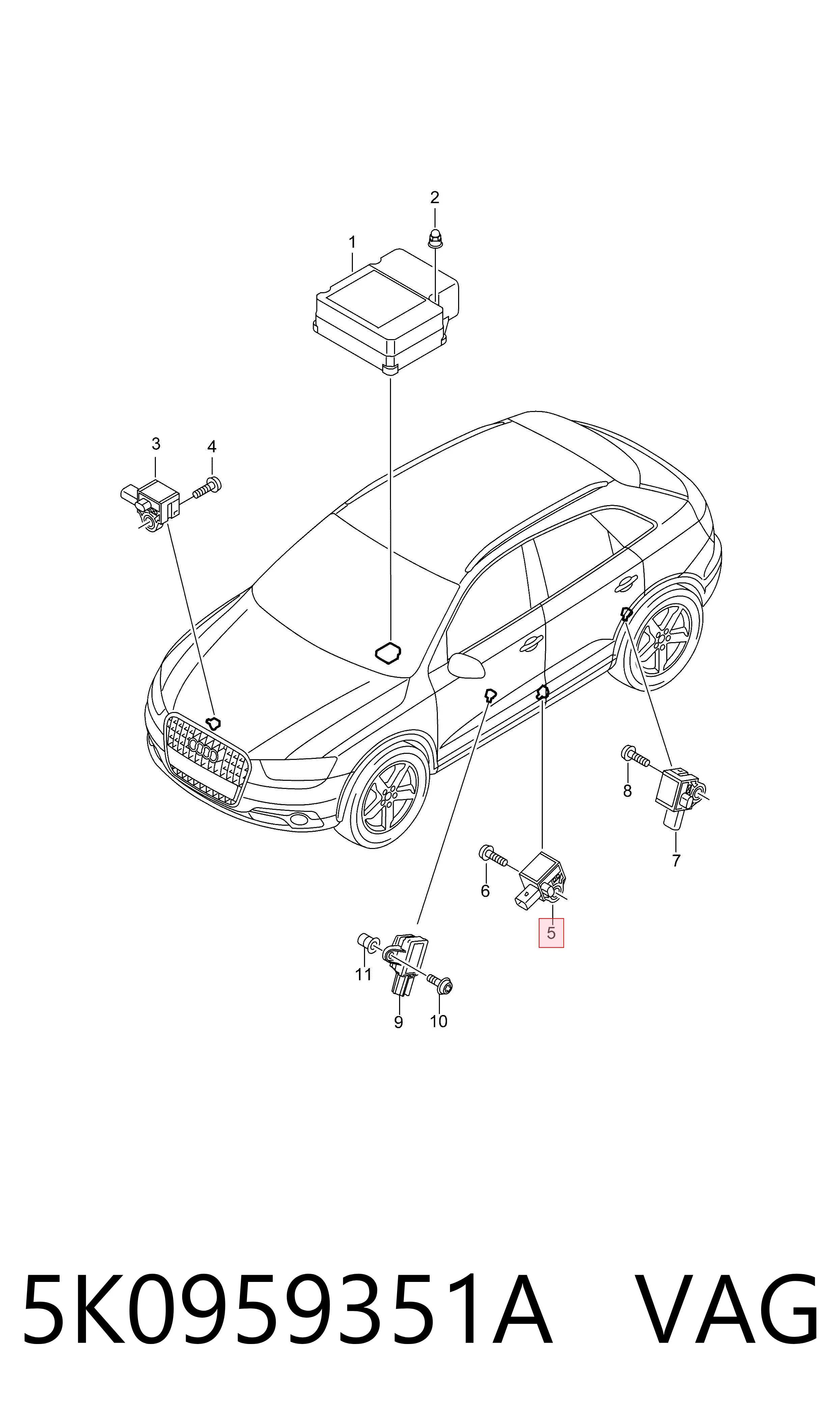 Sensor de airbag delantero VAG 5K0959351A precio, desde 39,20 EUR