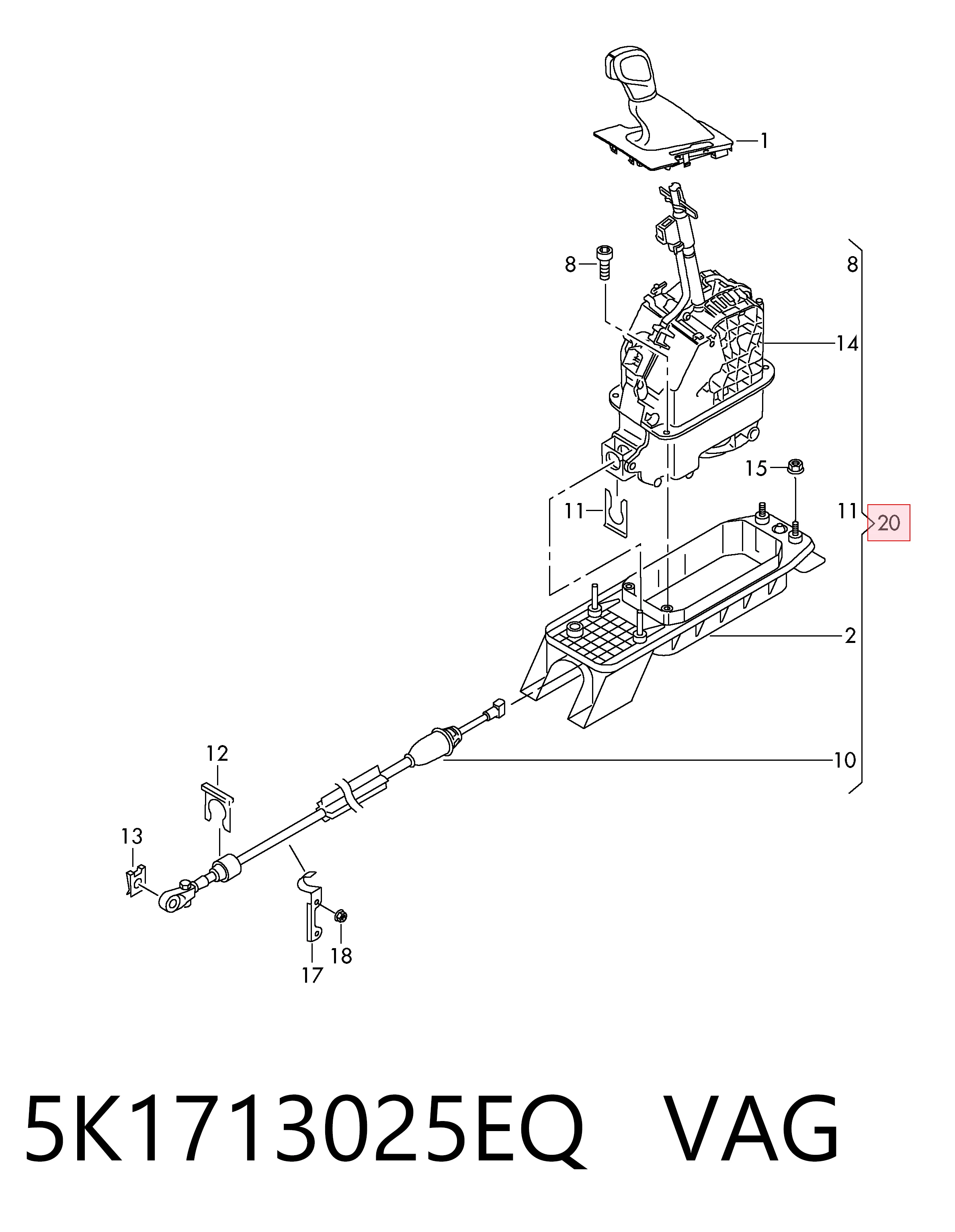 Comprar 5K1713025EQ VAG Palanca de cambios