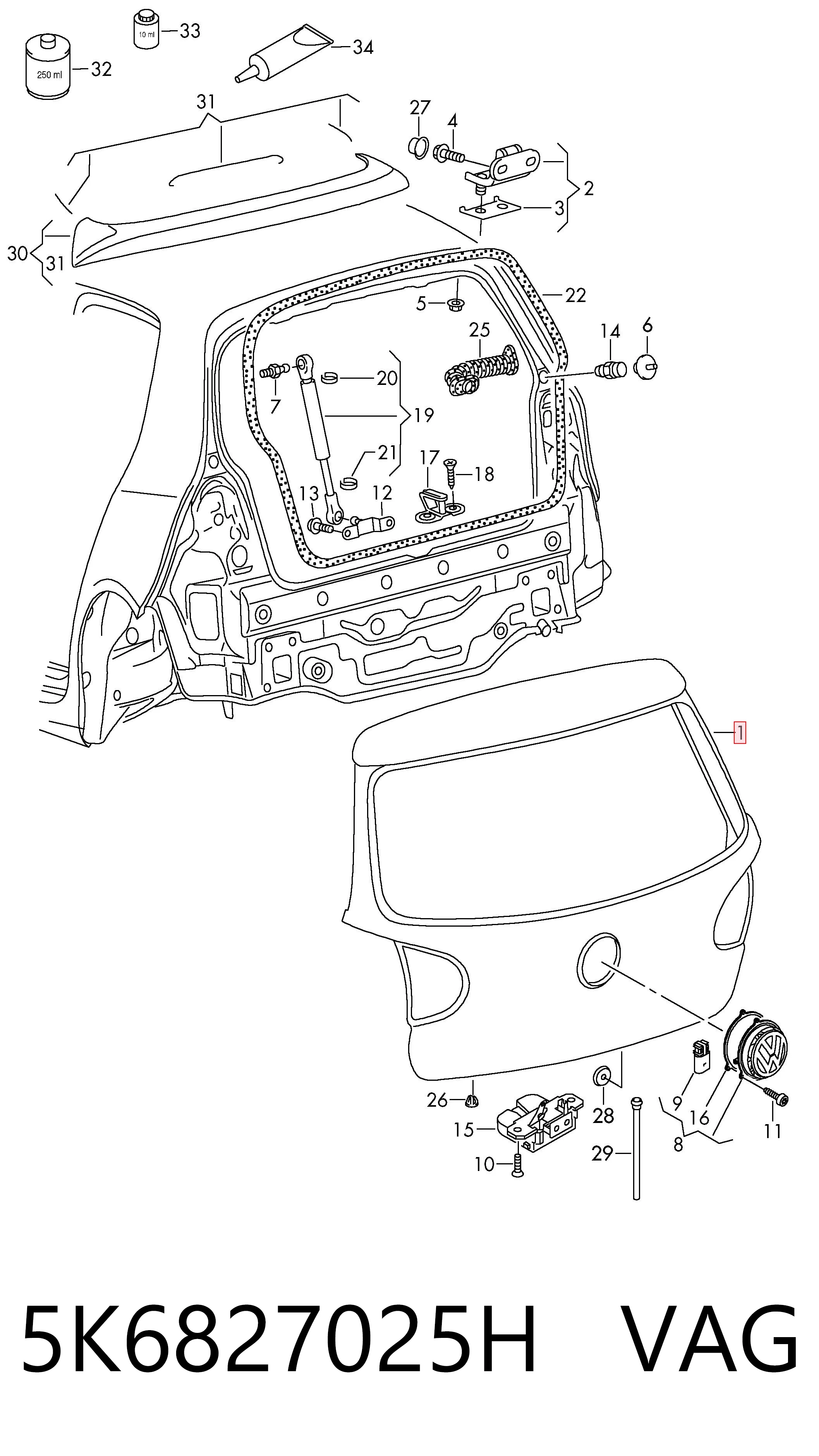 Puerta de maletero Volkswagen Golf VI