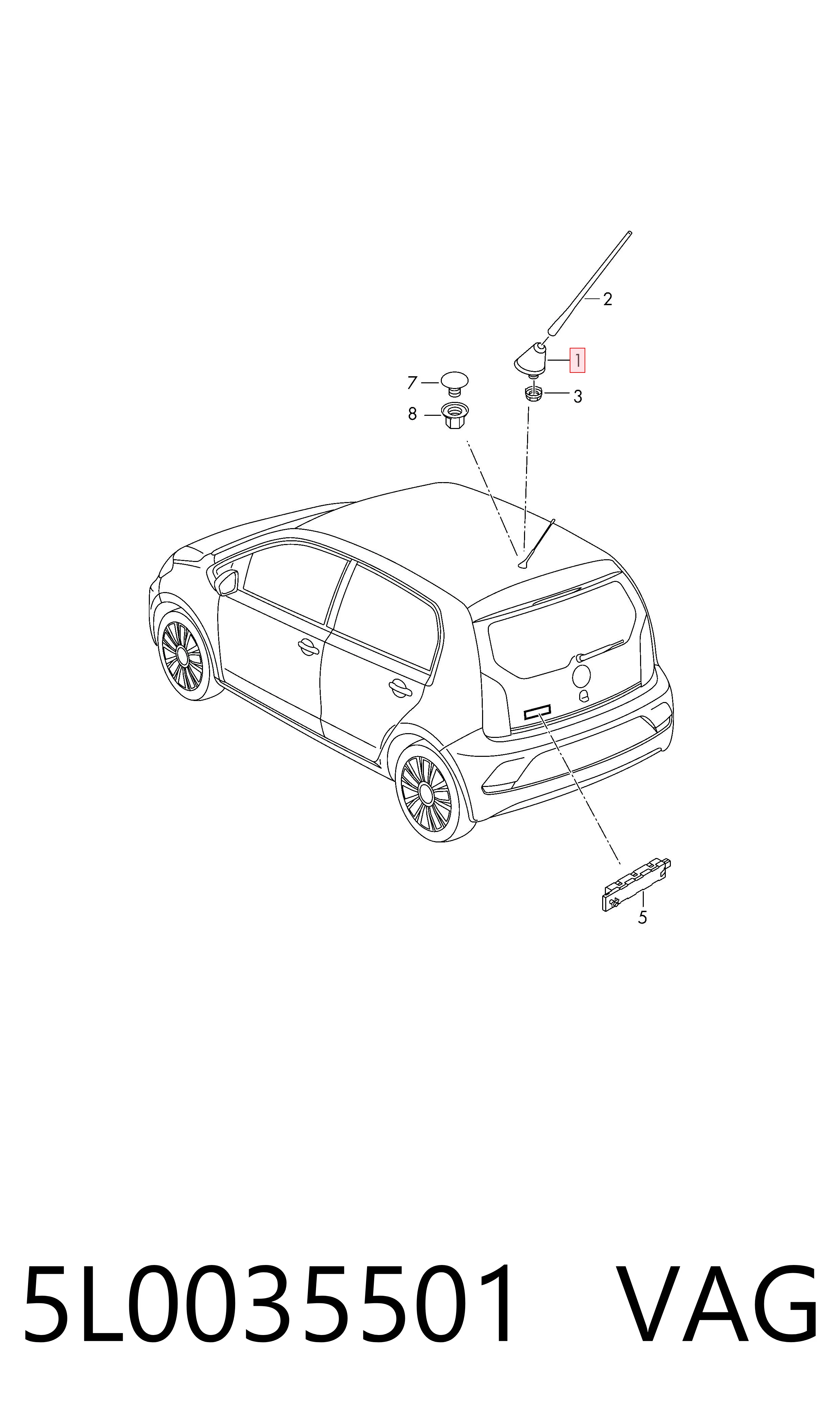 5L0035501 VAG Antena de tiburón