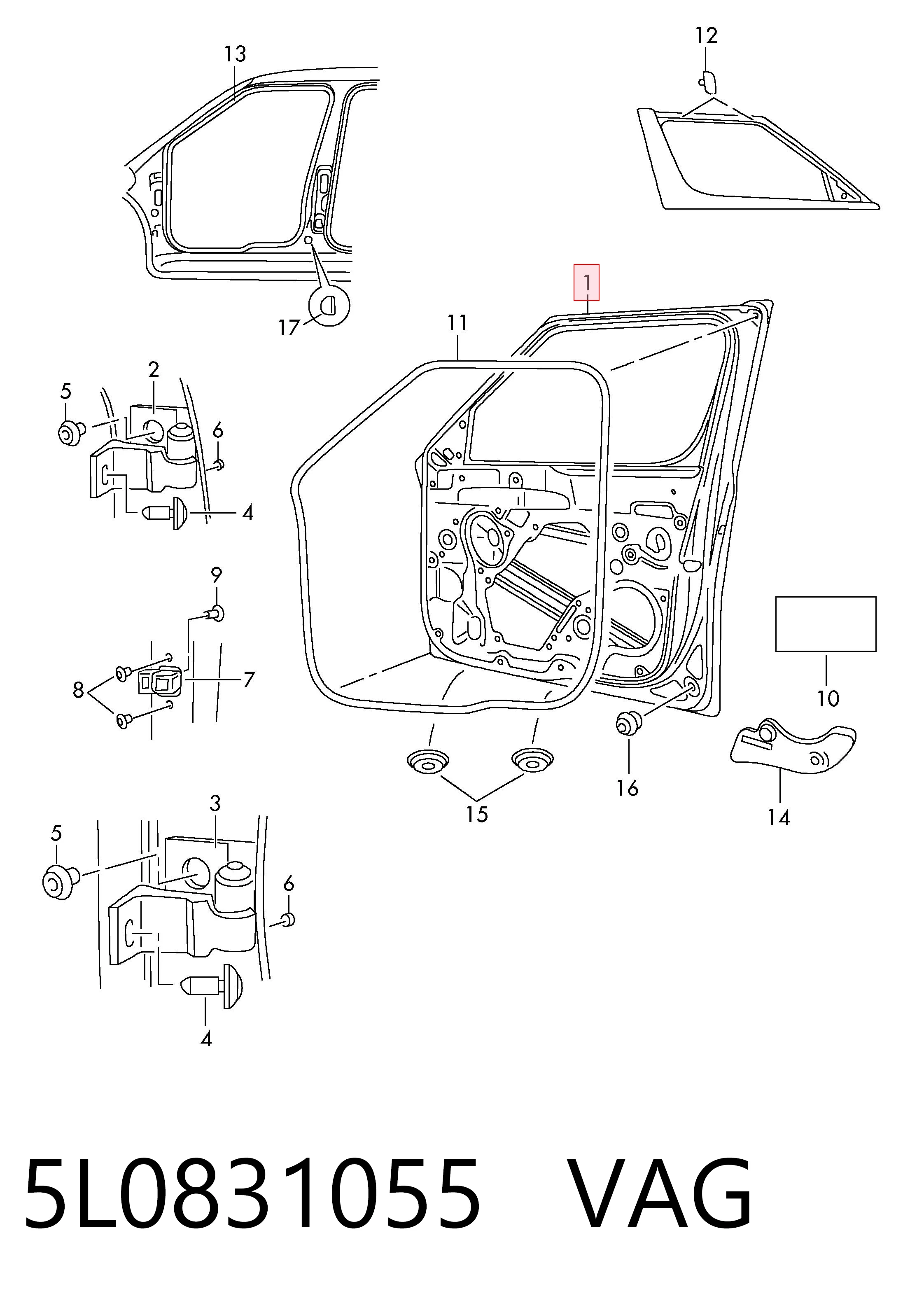 5L0831055 VAG Puerta delantera