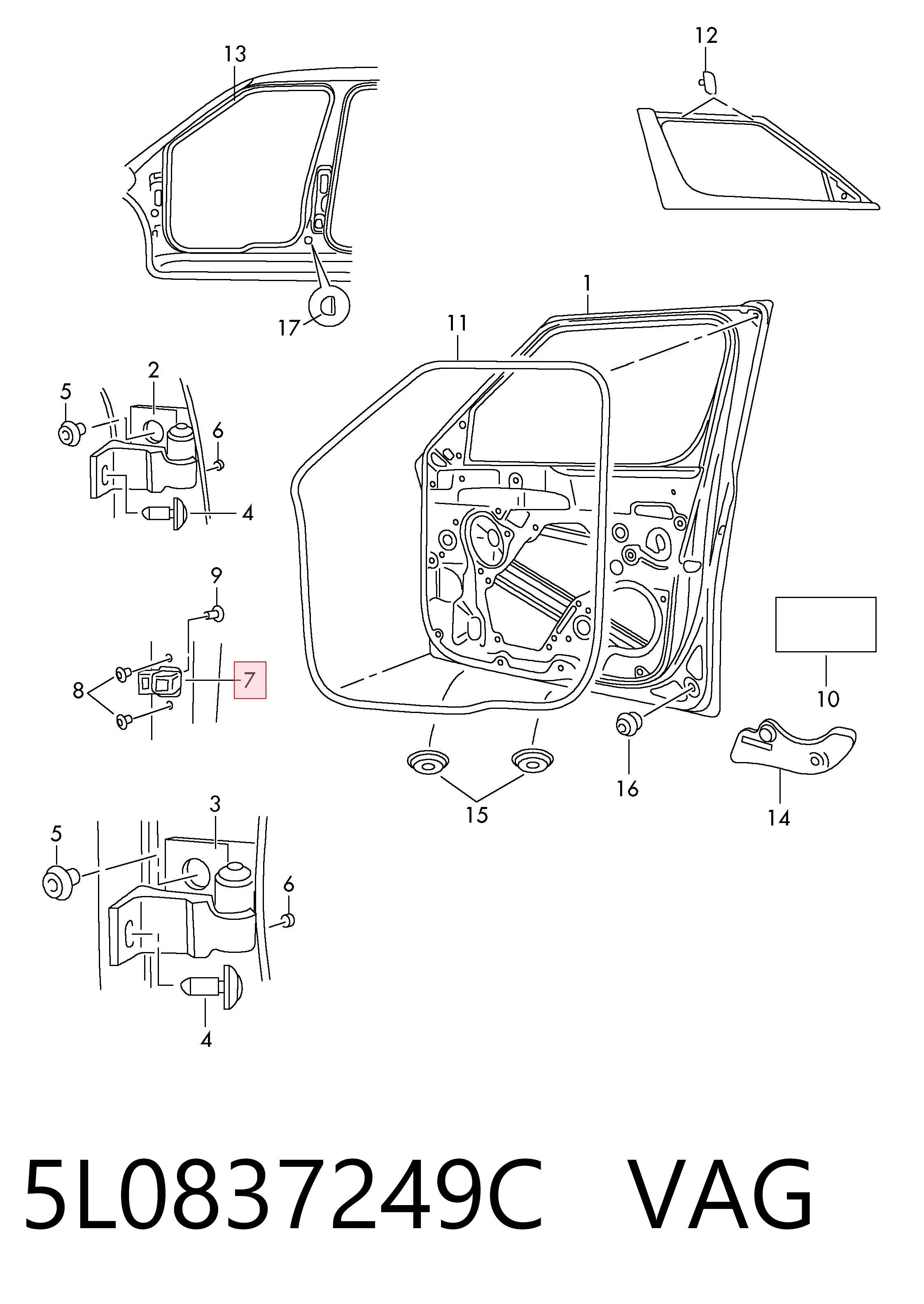 5L0837249C VAG Limitador de apertura de puerta delantera