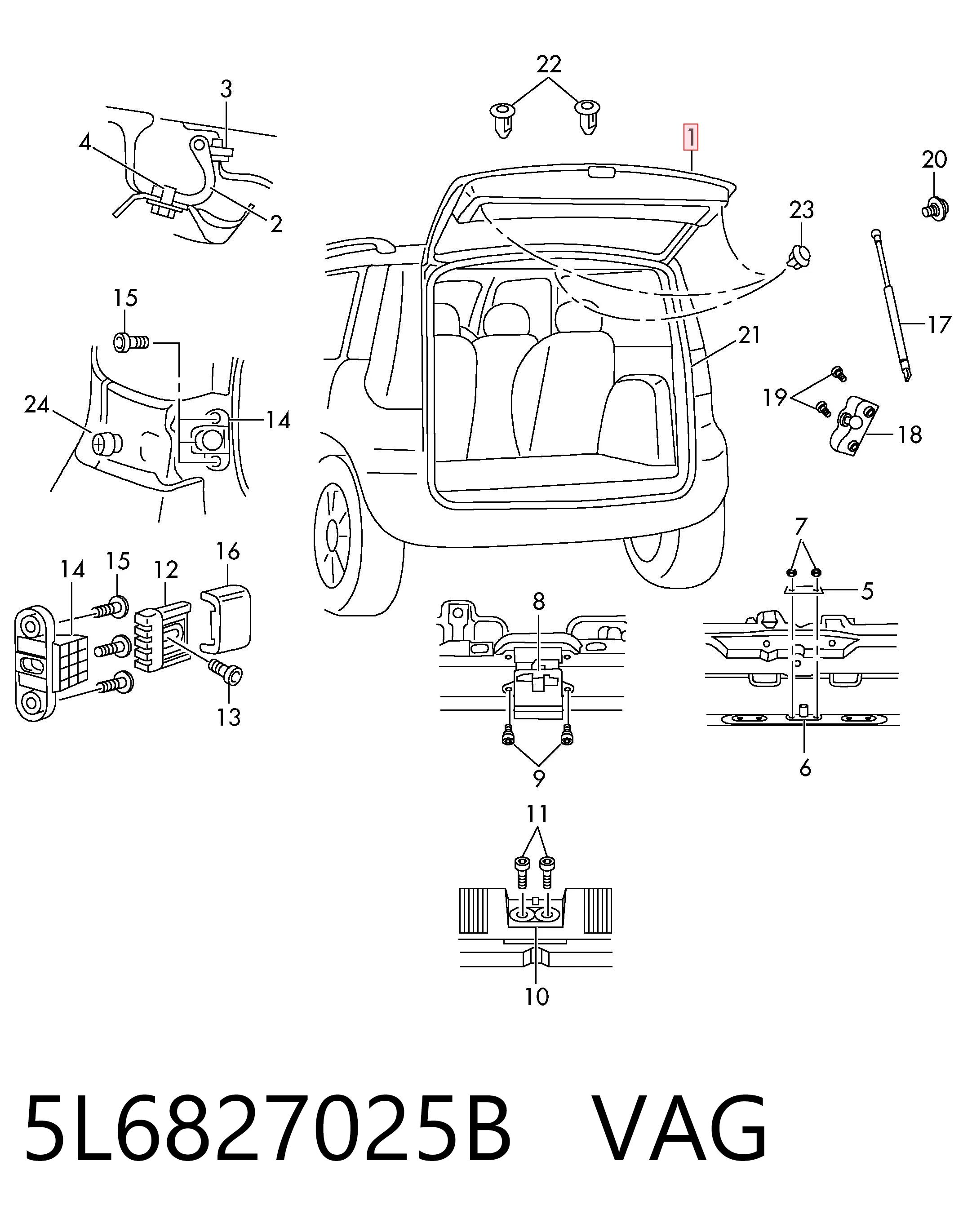 Compuerta trasera Skoda Yeti (5L)