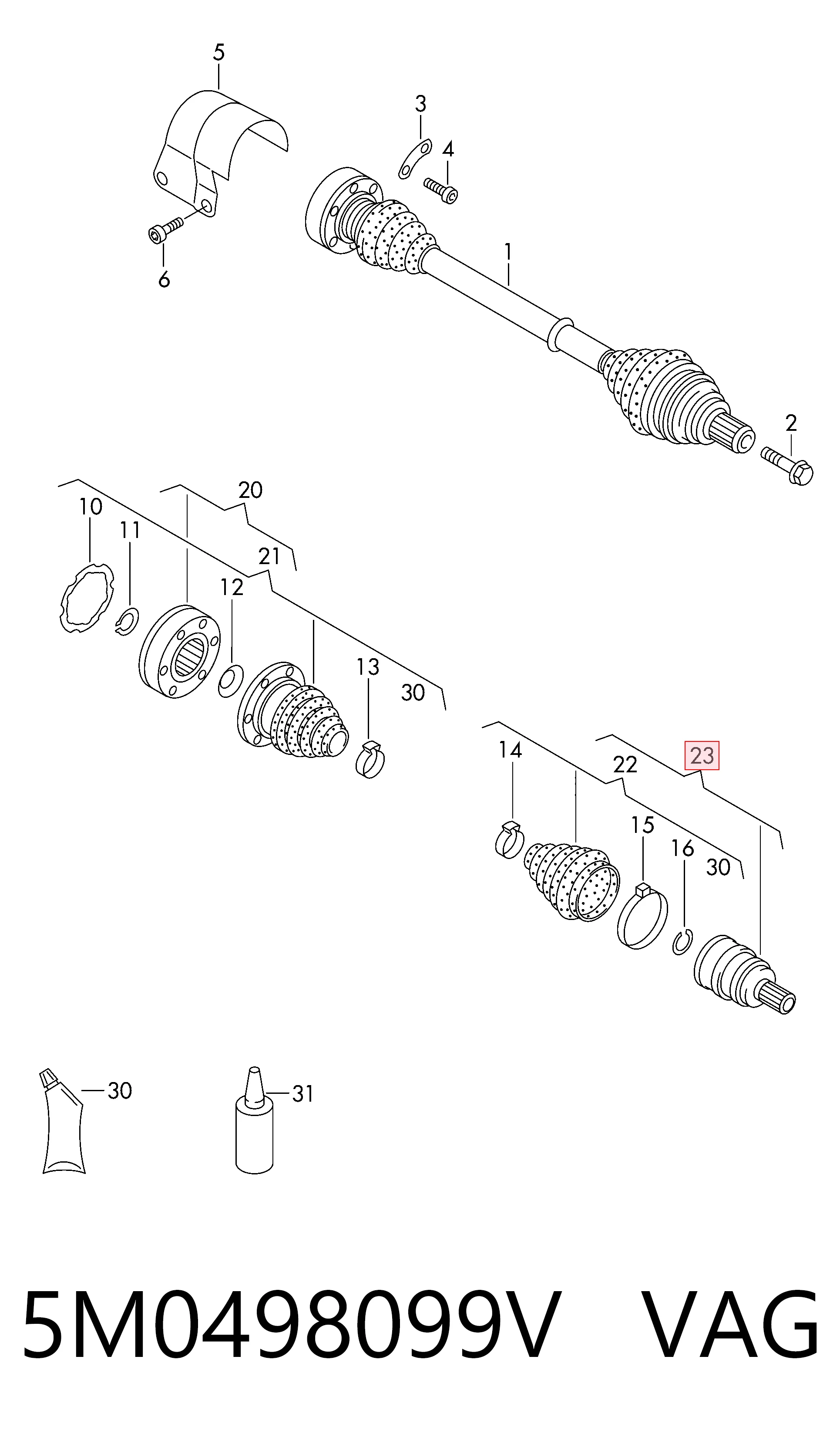 Junta homocinética exterior delantera para Volkswagen T-ROC (A11, D11)