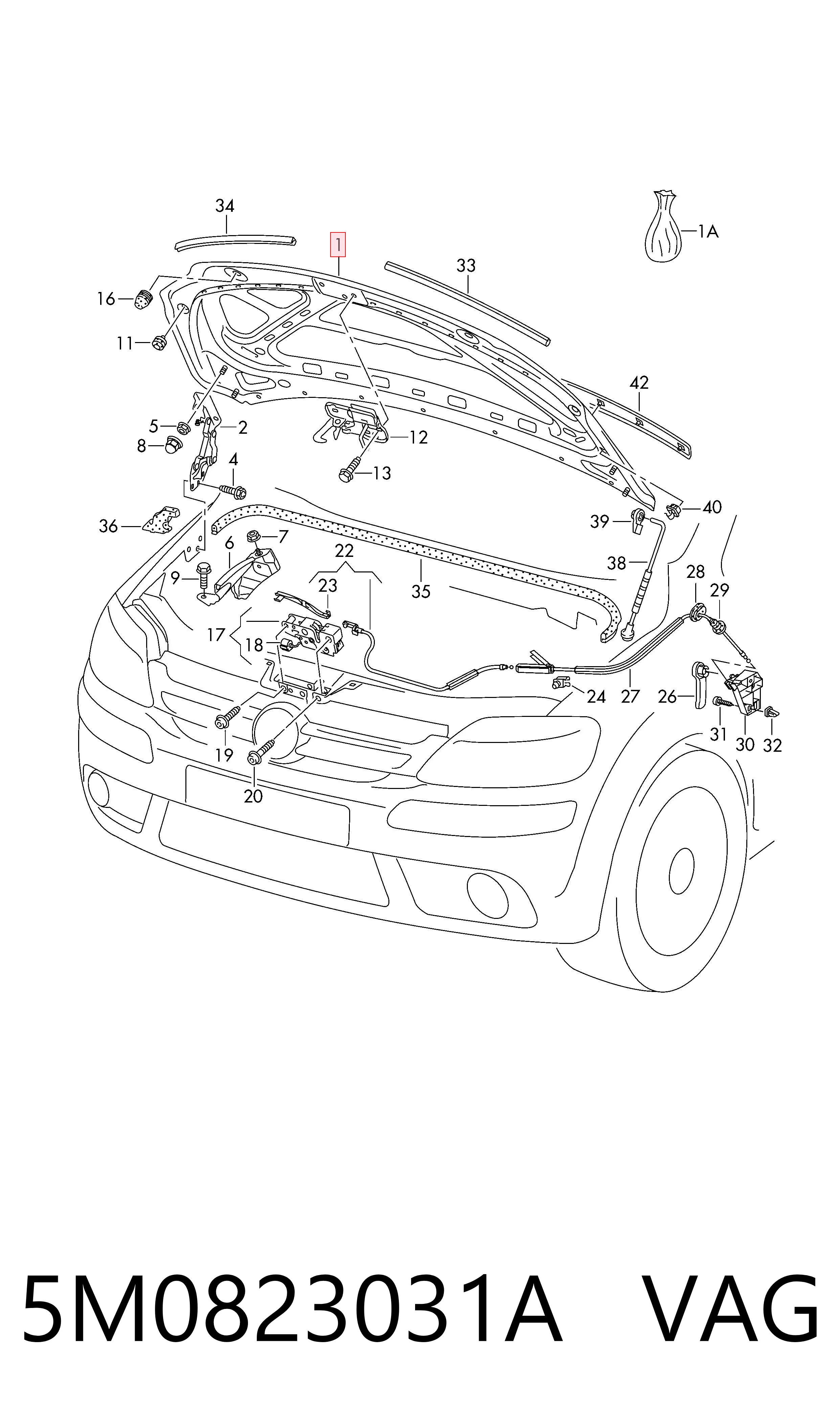 Capó para Volkswagen Golf 5M1, 521