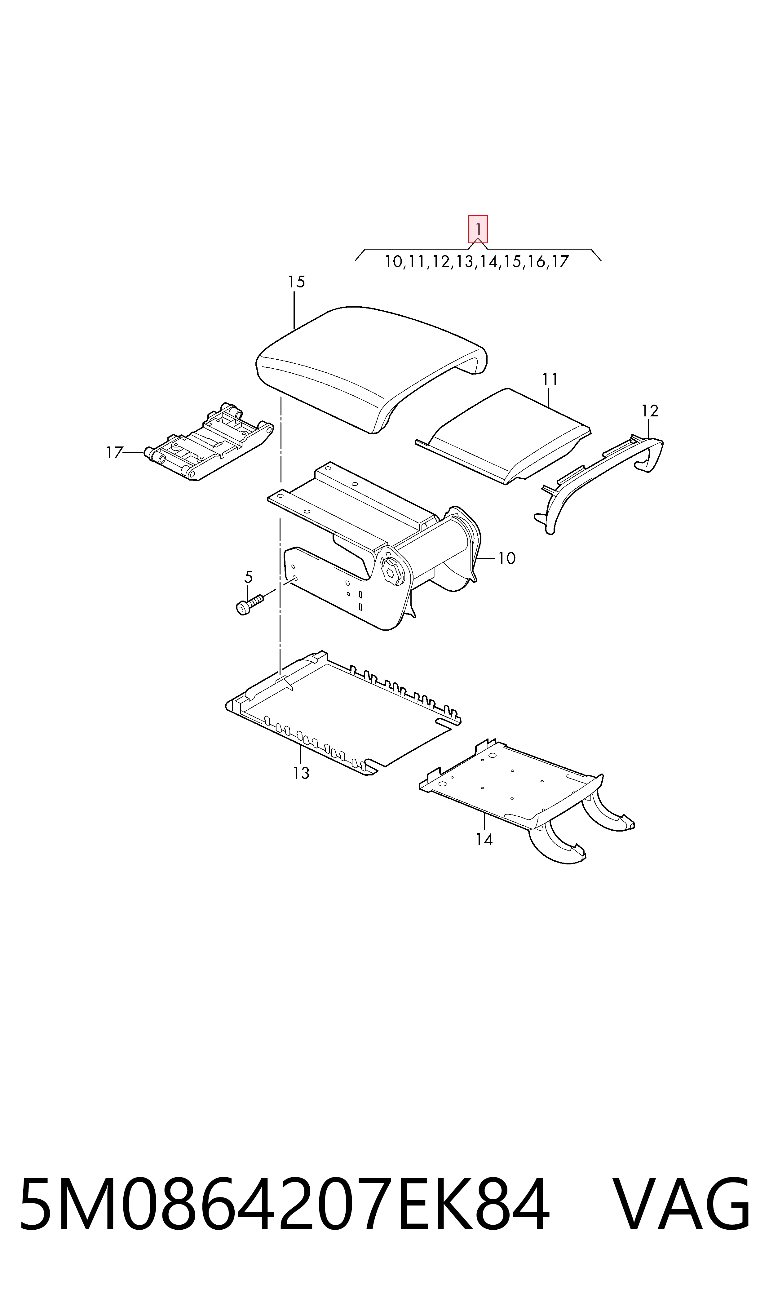 Comprar Apoyabrazos de la consola central Volkswagen Golf V 1K1 a bajo precio