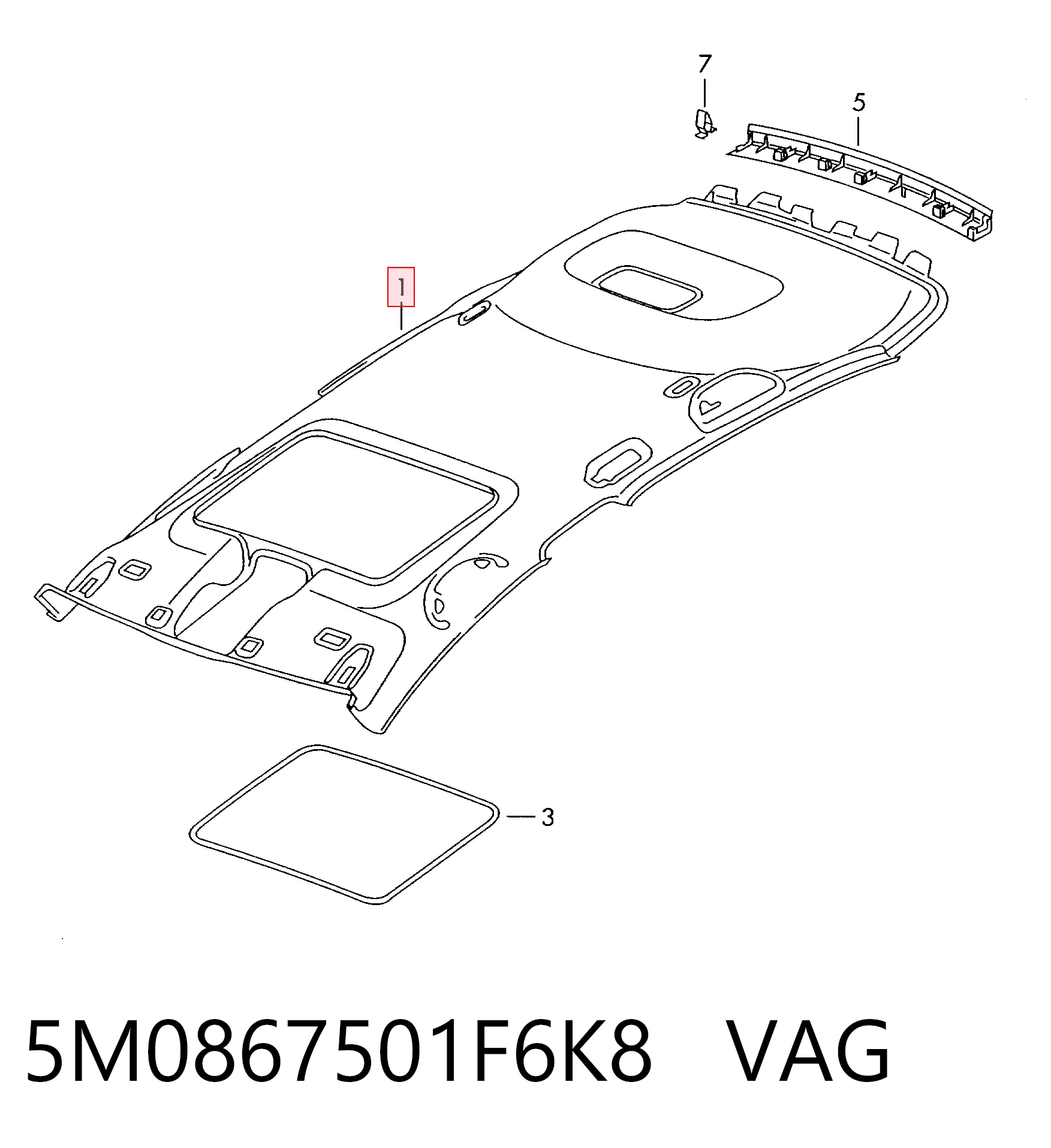 Comprar Guarnecido de techo Volkswagen Golf V 5M1, 521 a bajo precio