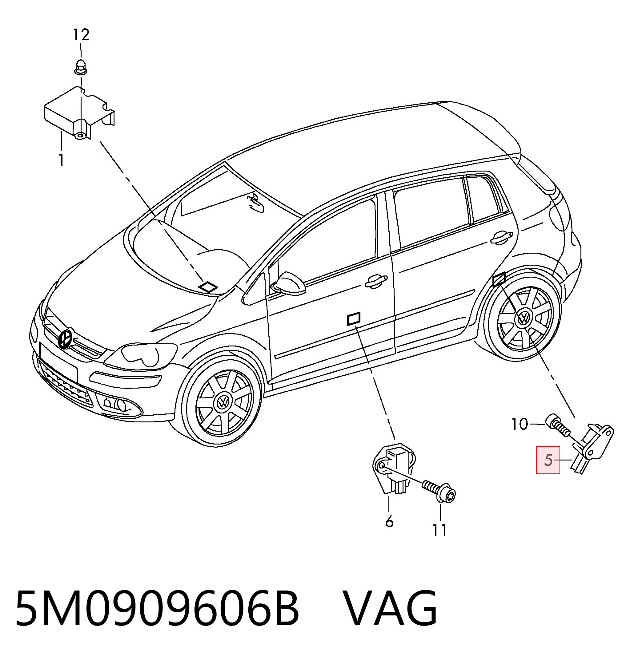 5M0909606B VAG Sensor de airbag delantero