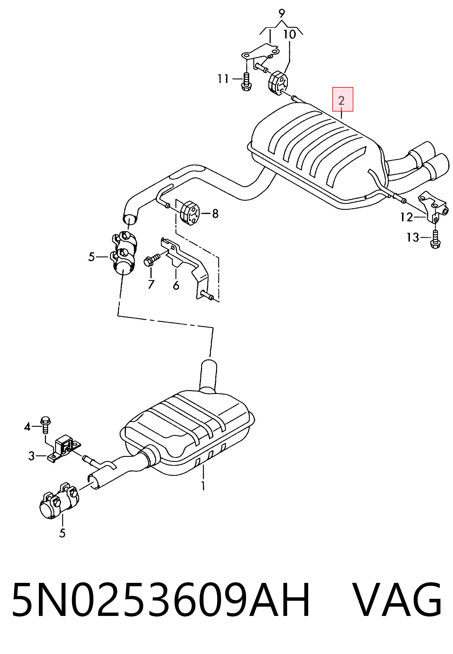 Comprar Silenciador trasero Volkswagen Tiguan I 5N1, 5N2 a bajo precio