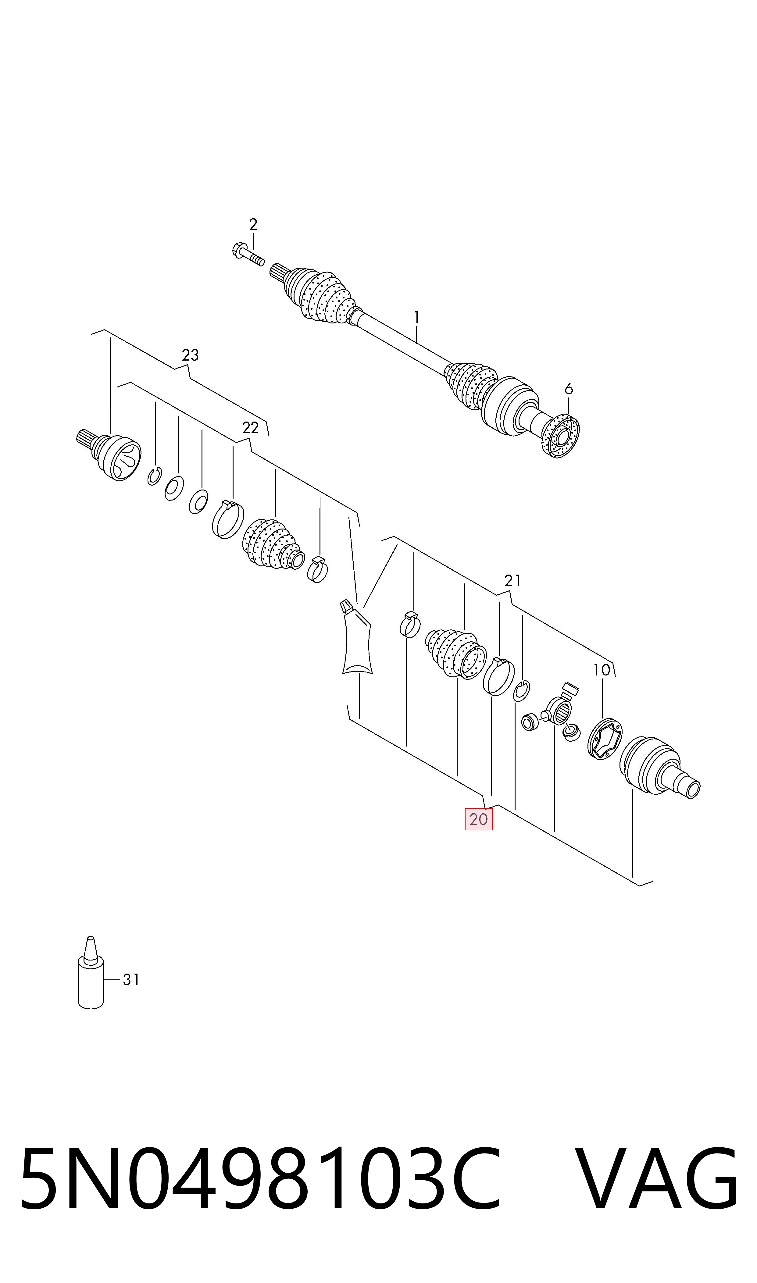 Junta homocinética interior trípode para Volkswagen Passat B8 3G2, CB2