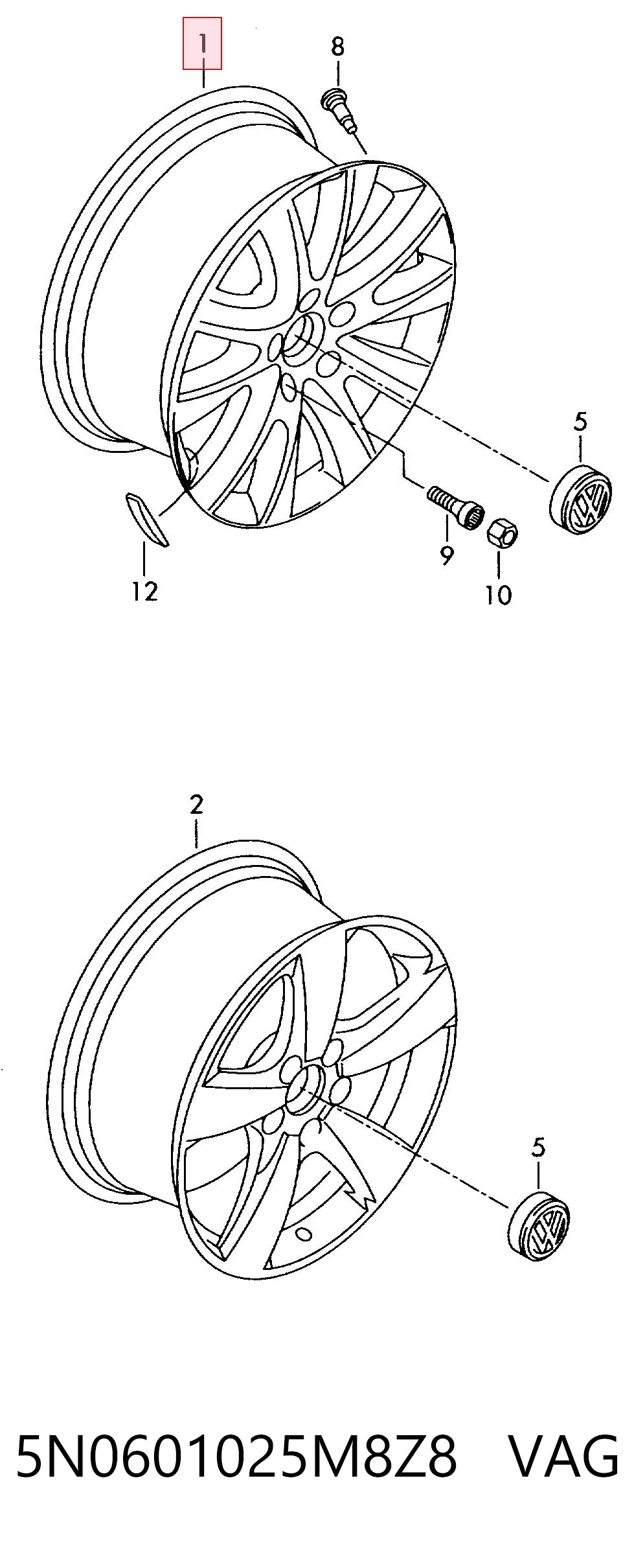 5N0601025M8Z8 VAG Aros
