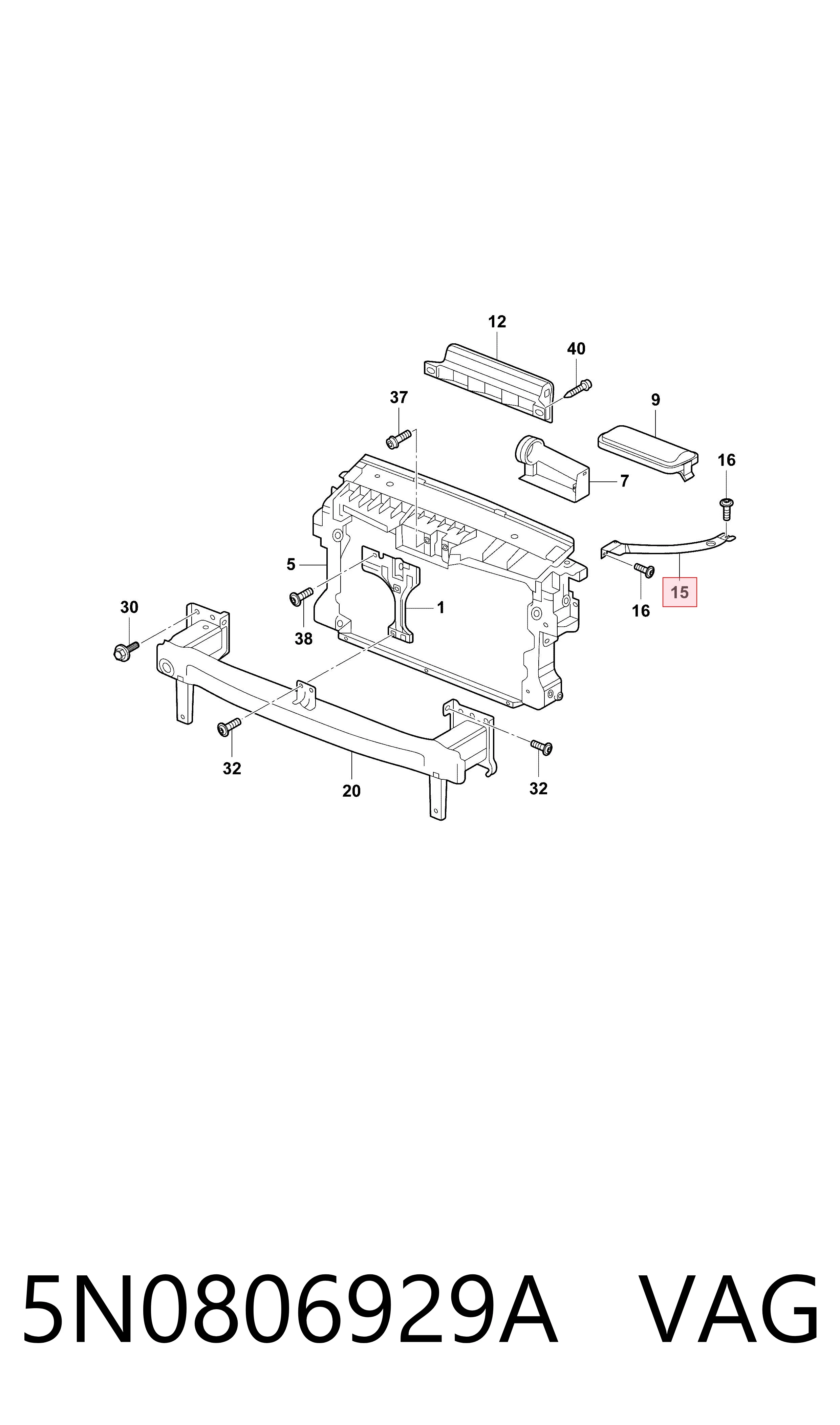 5N0806929A VAG Soporte superior del marco del radiador
