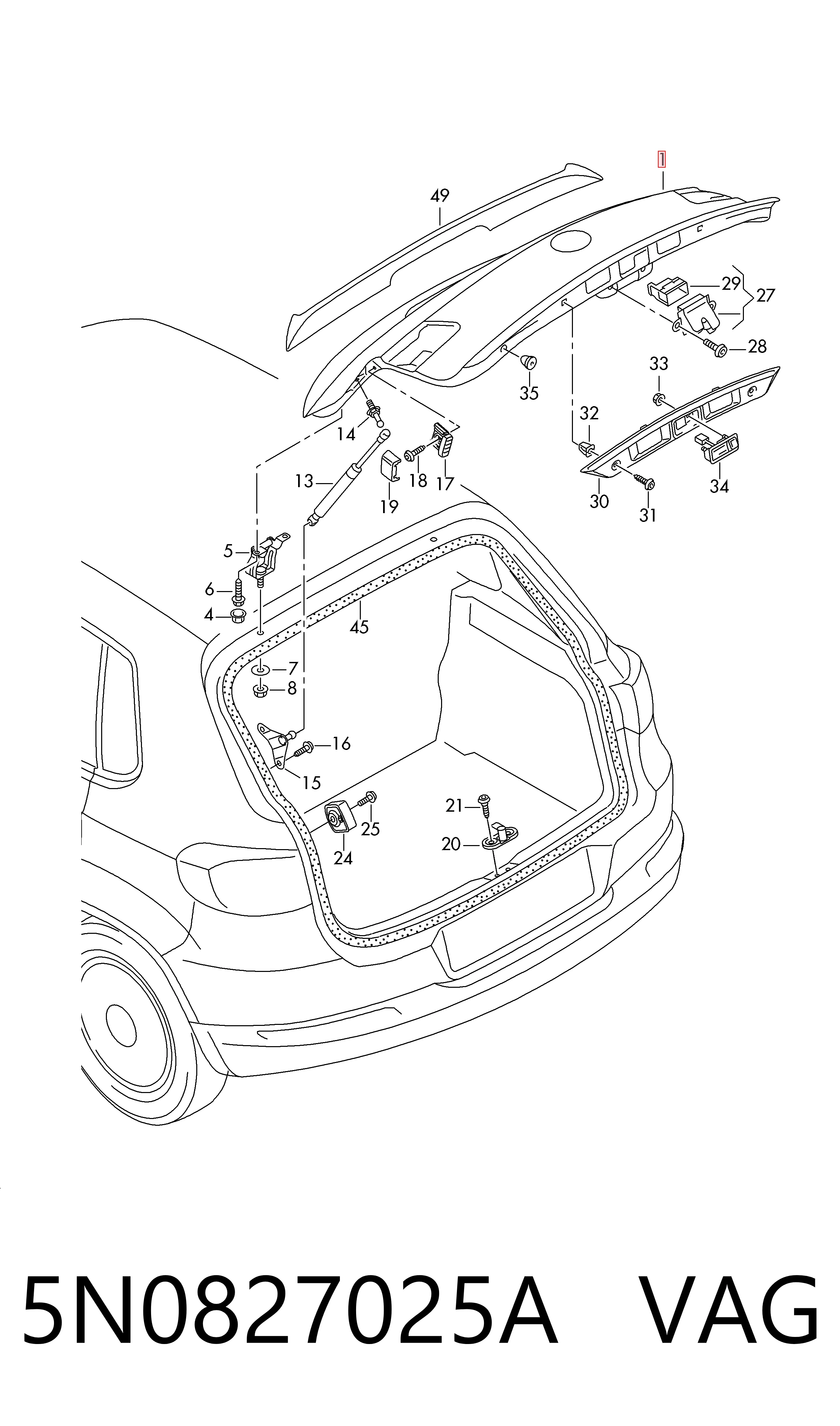 Comprar Puerta trasera del maletero (portón trasero) Volkswagen Tiguan I 5N1, 5N2 a bajo precio