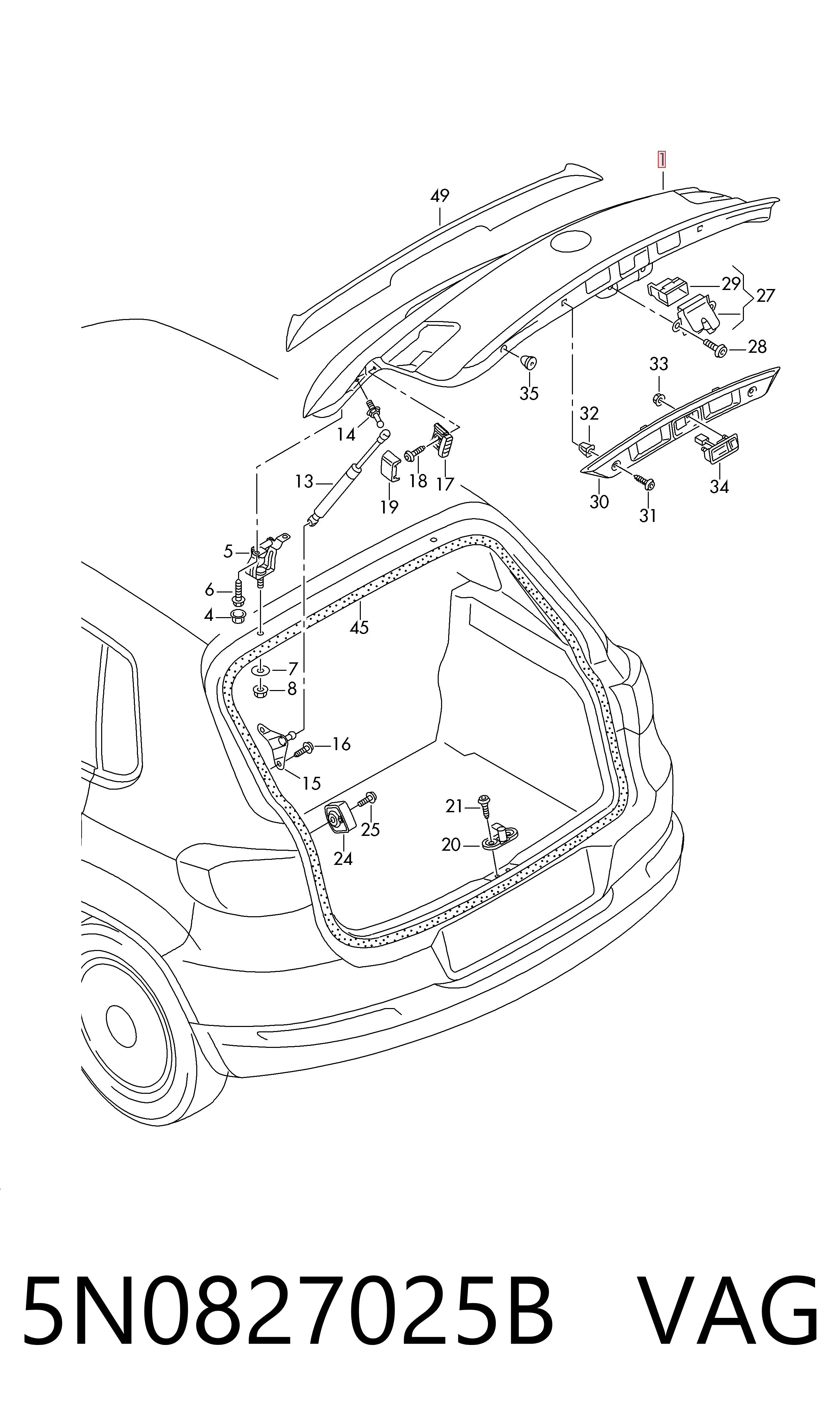 Porton trasero para Volkswagen Tiguan I 5N1, 5N2