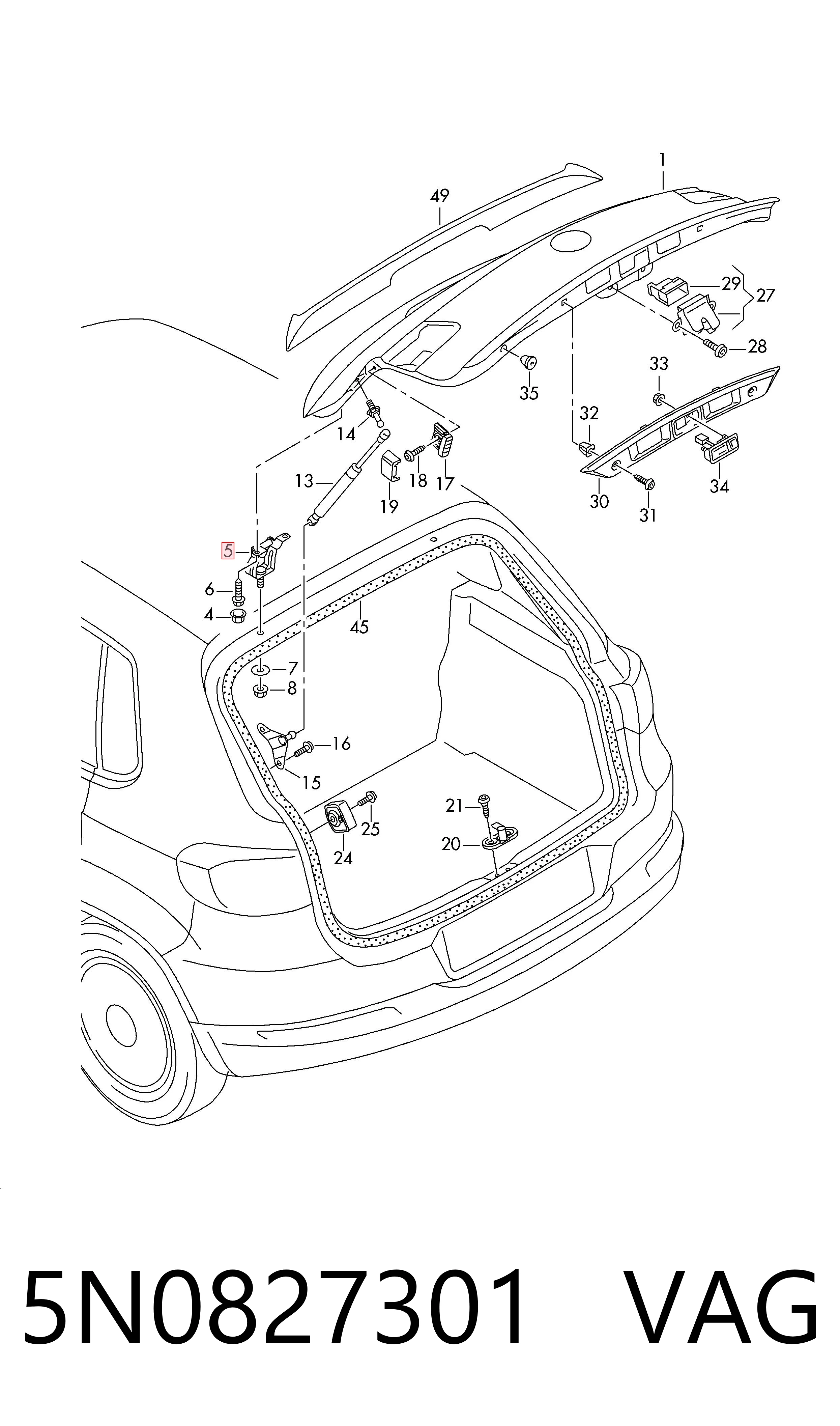 5N0827301 VAG Bisagra de puerta trasera