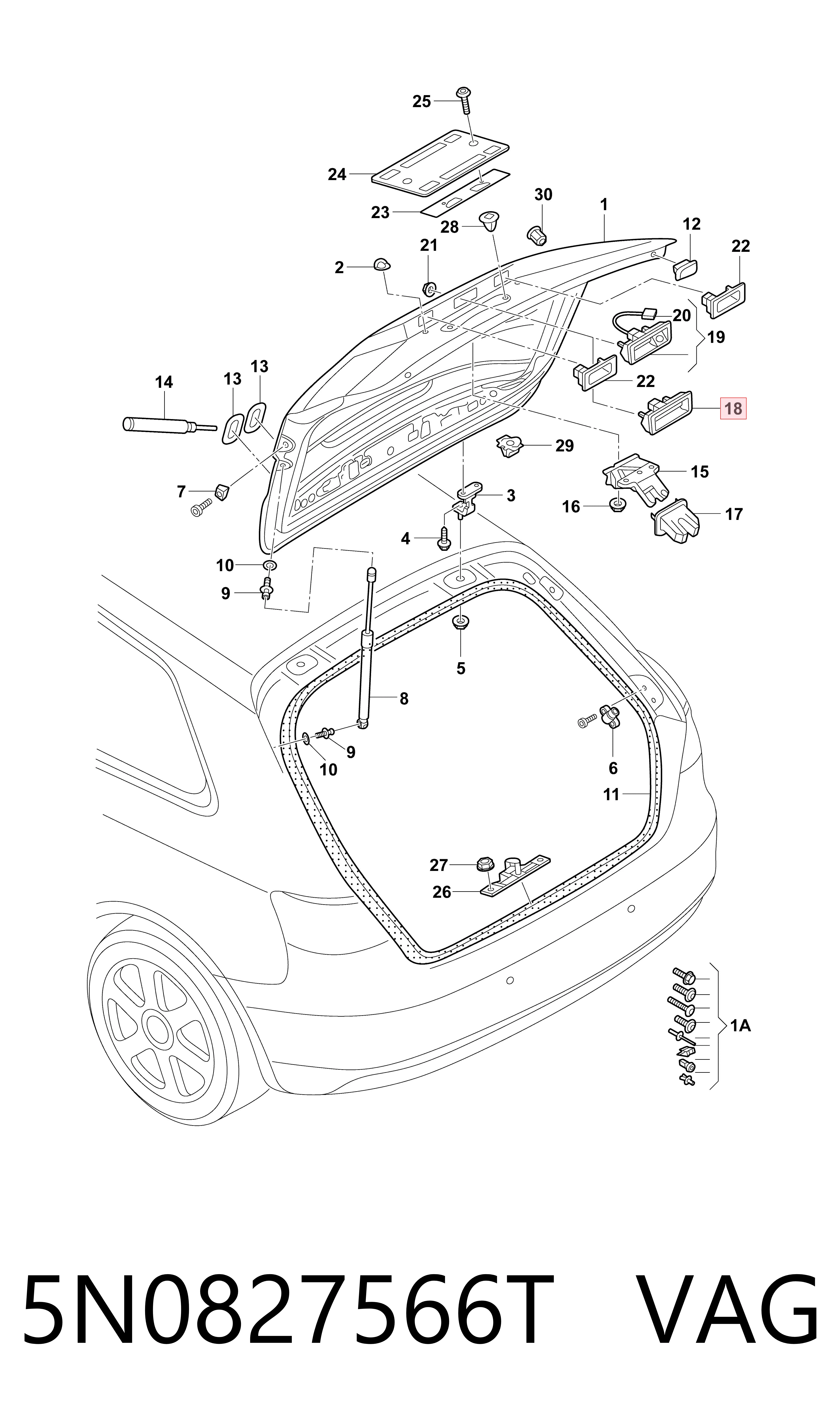 Comprar 5N0827566T VAG Tirador de puerta de maletero exterior