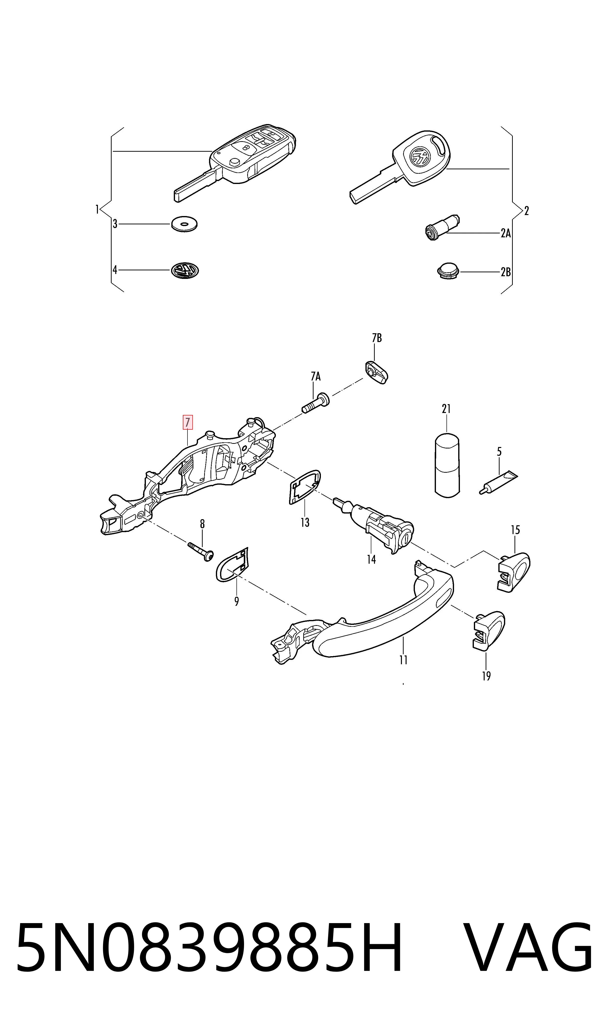 Soporte de manija exterior de puerta delantera derecha VAG 5N0839885H precio, desde 18,71 EUR