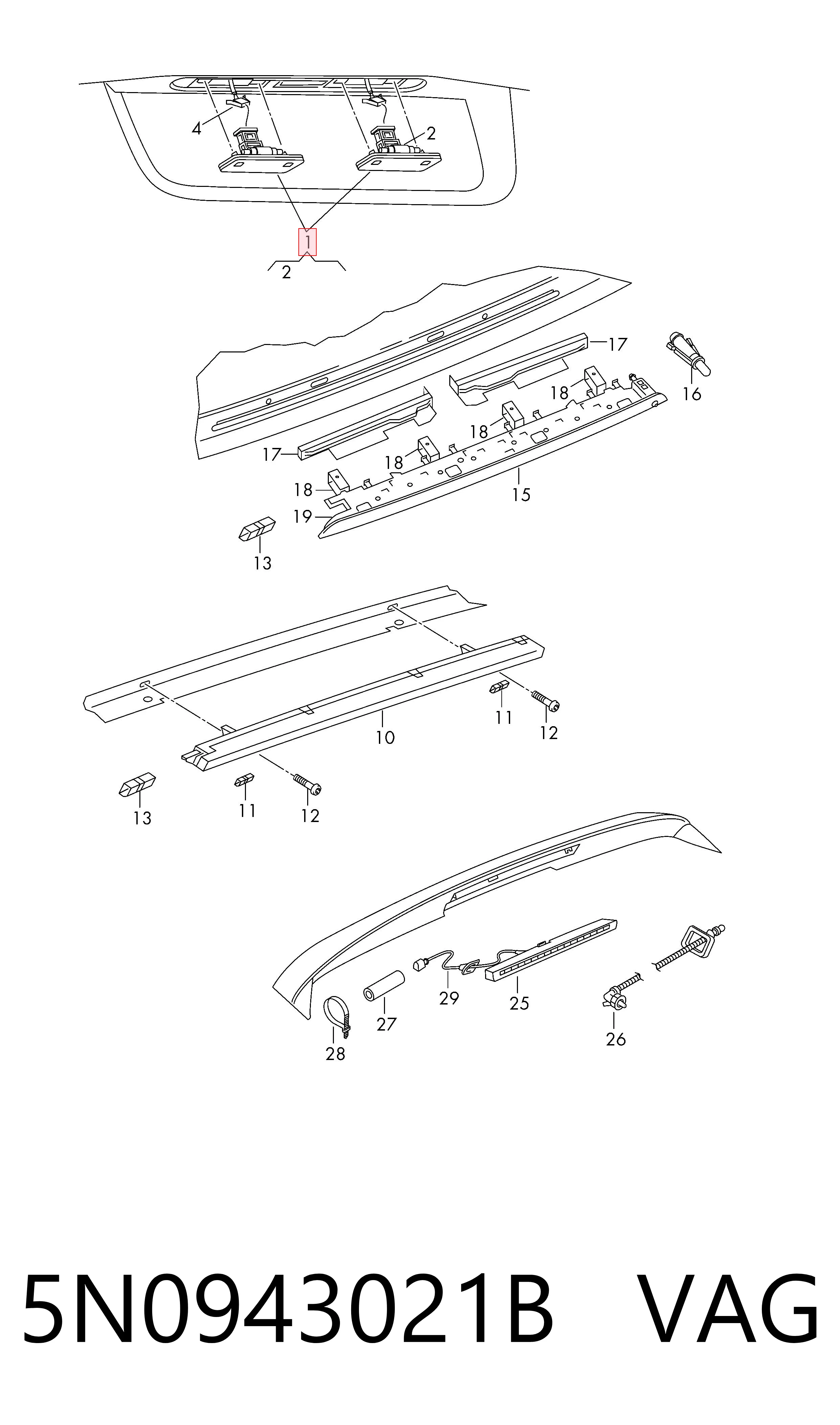 Lampara de matricula VAG 5N0943021B precio, desde 14,77 EUR