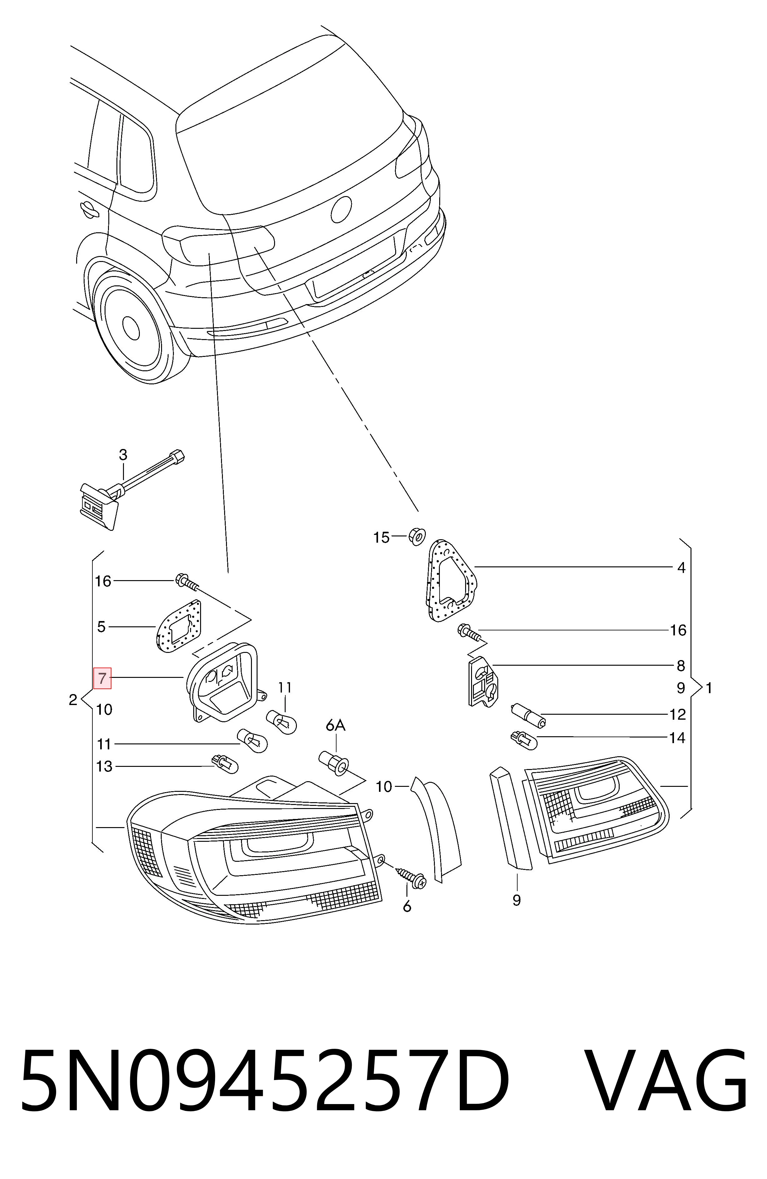 5N0945257D VAG Portalámparas de faro