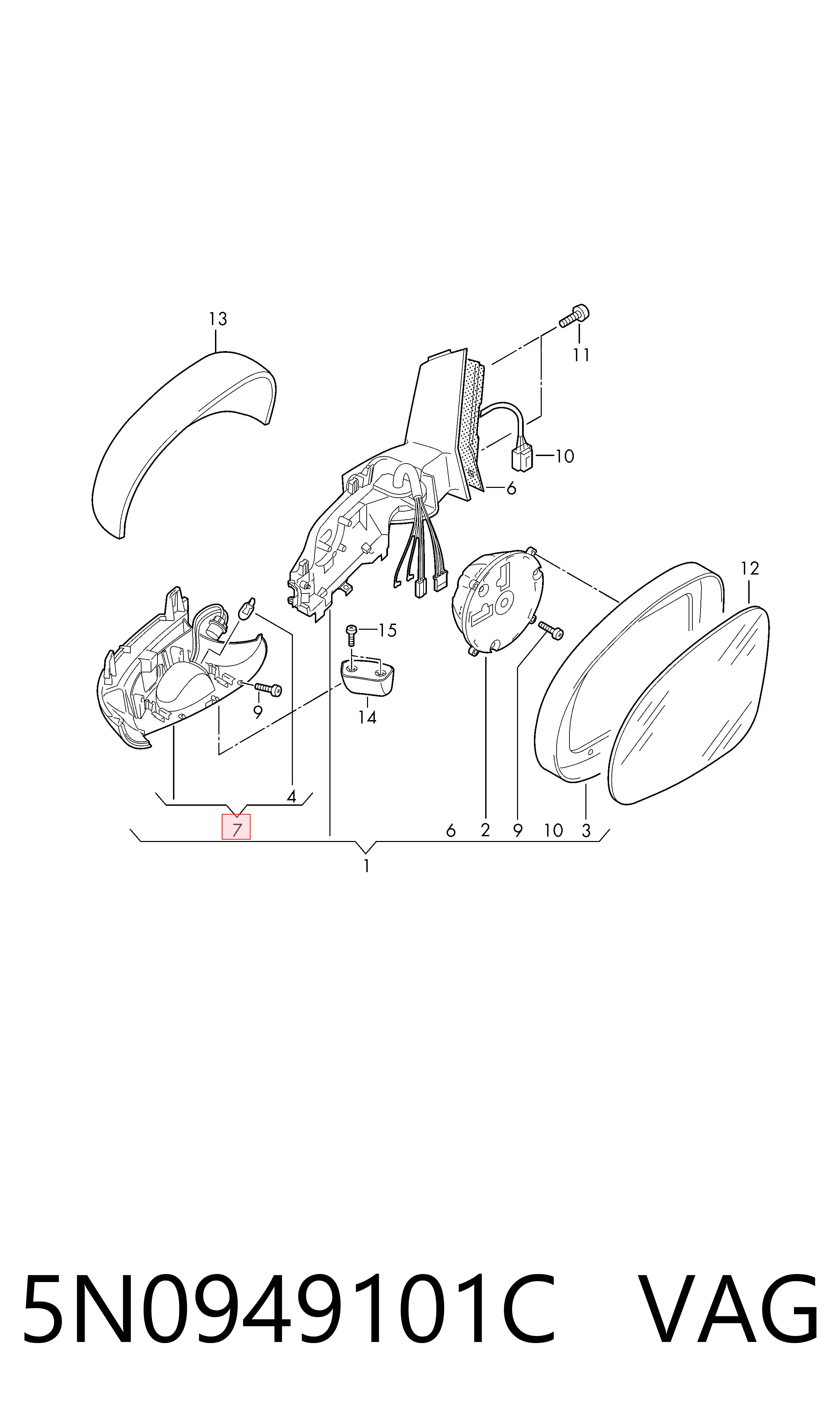 Luz intermitente de espejo retrovisor izquierdo 3L949003 AND