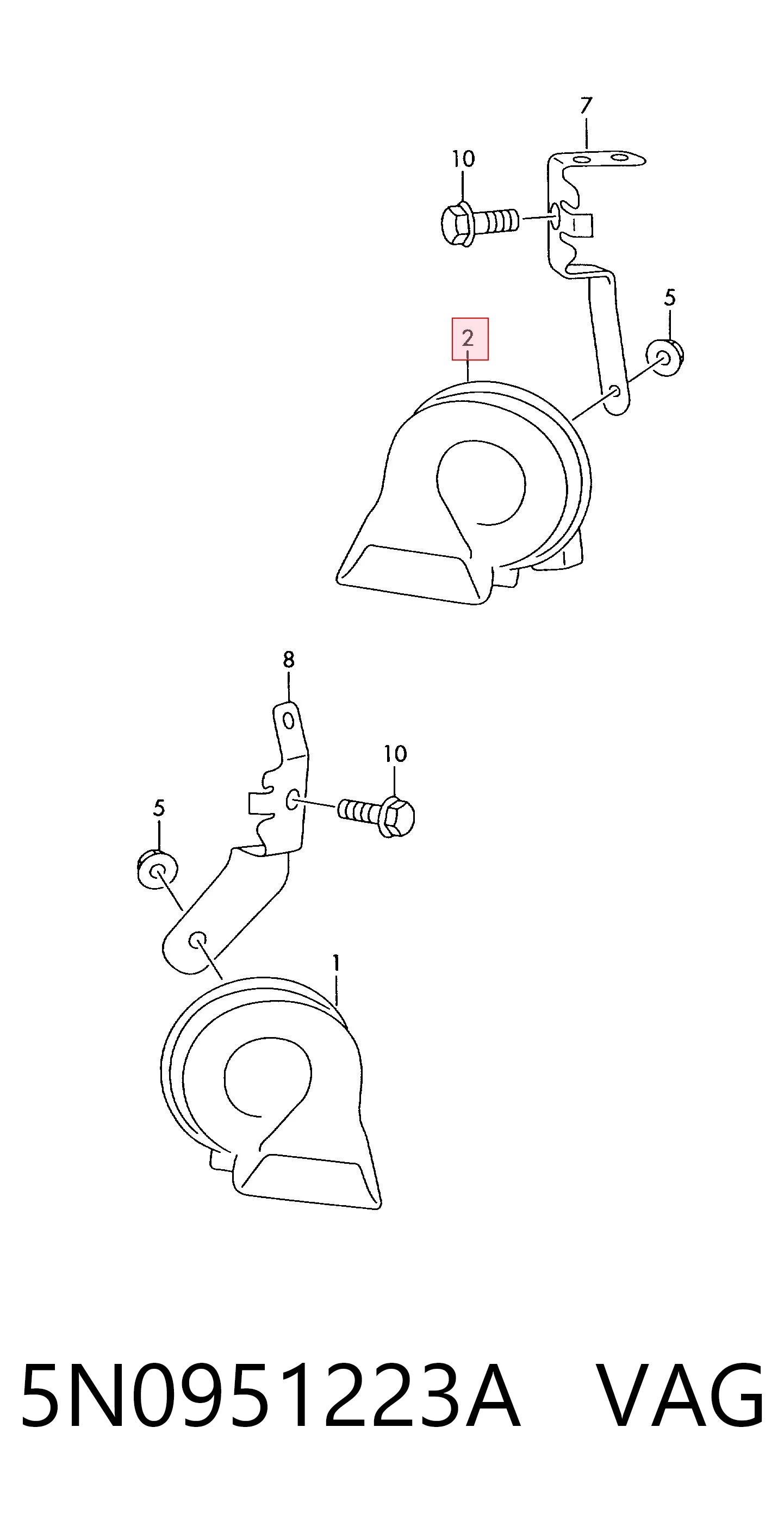 5N0951223A VAG Claxon