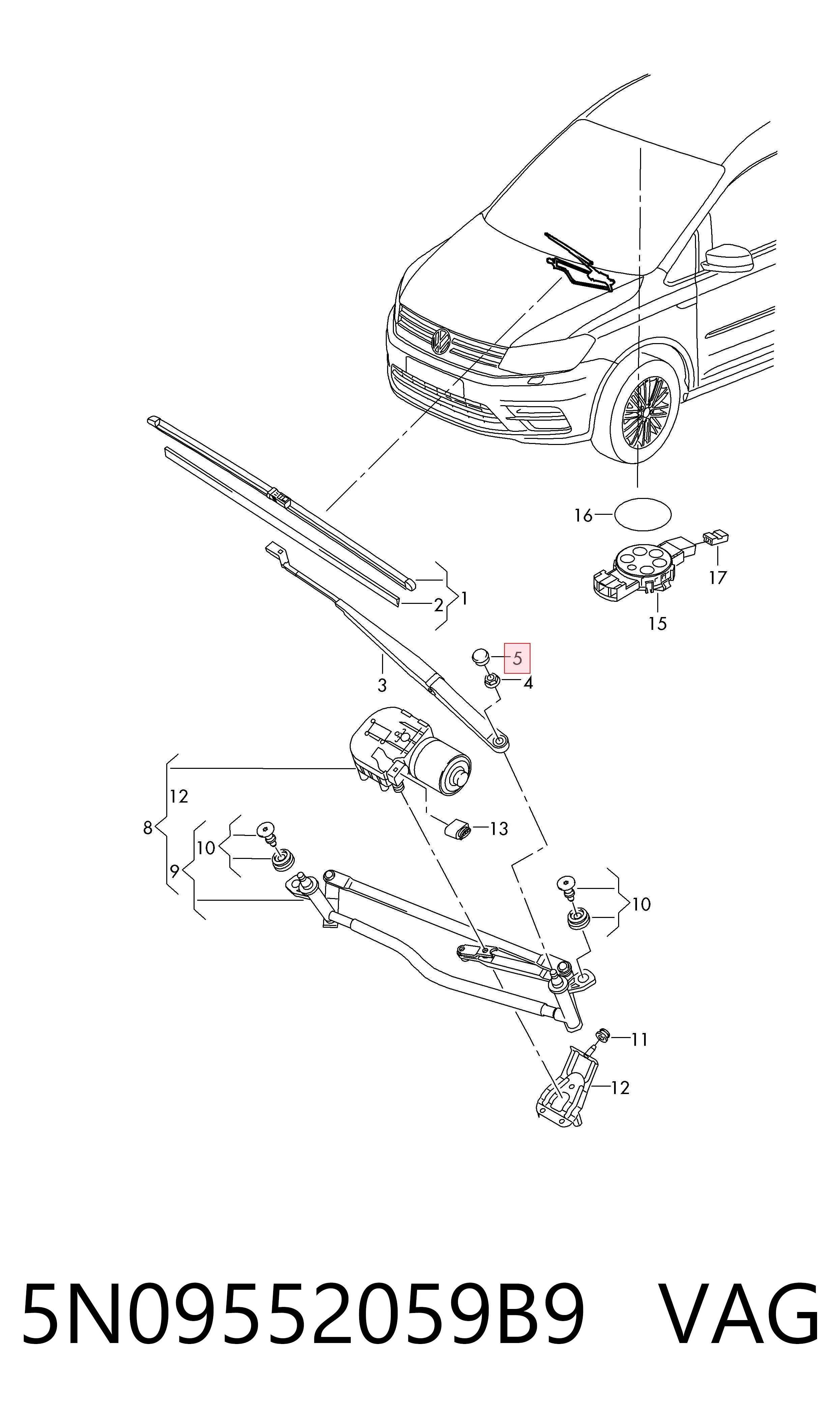 Tapa de la tuerca de fijación del brazo del limpiaparabrisas delantero 1J0955205A9B9 Bentley