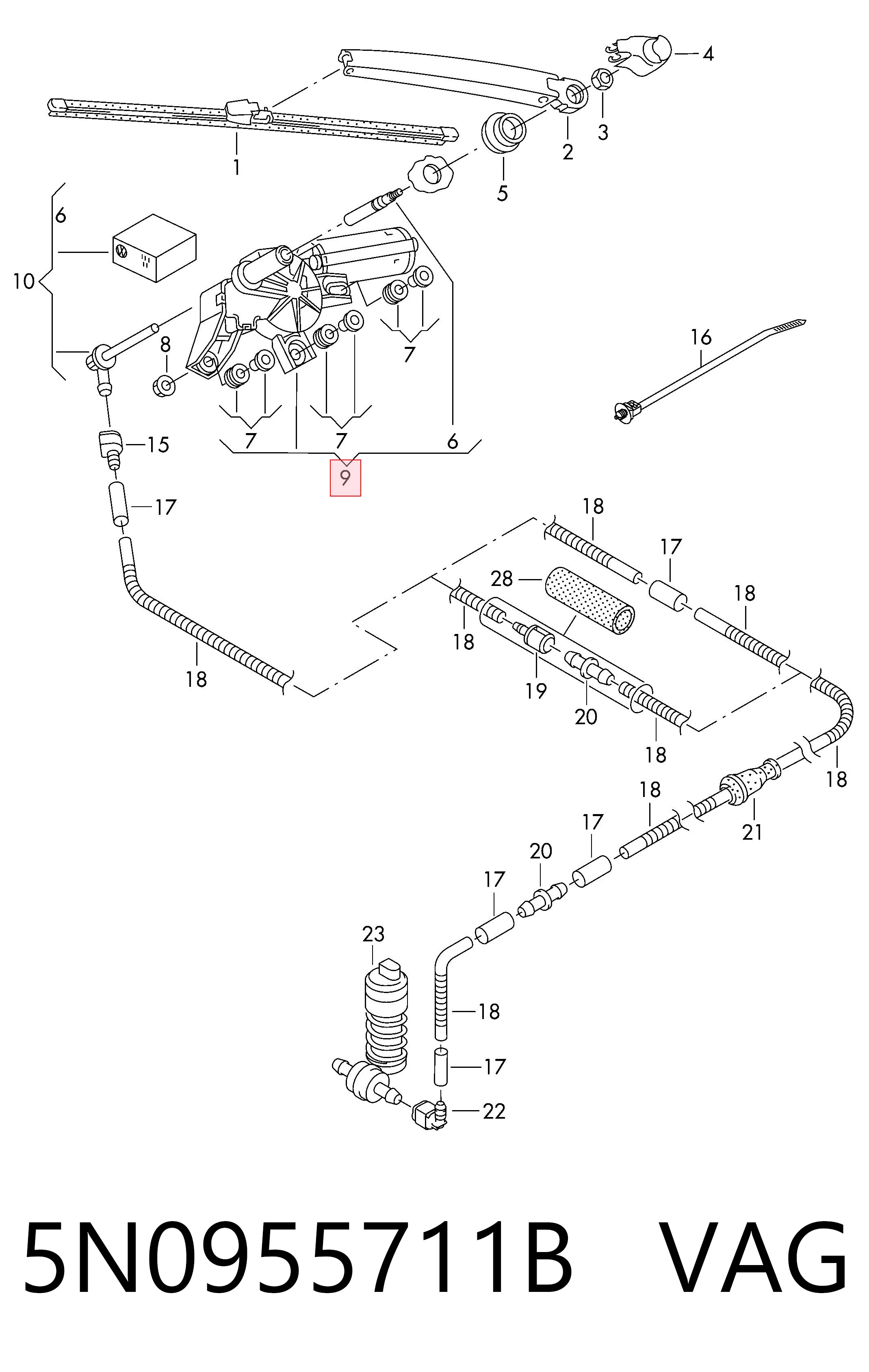 Motor del limpiaparabrisas trasero VAG 5N0955711B precio, desde 57,08 EUR